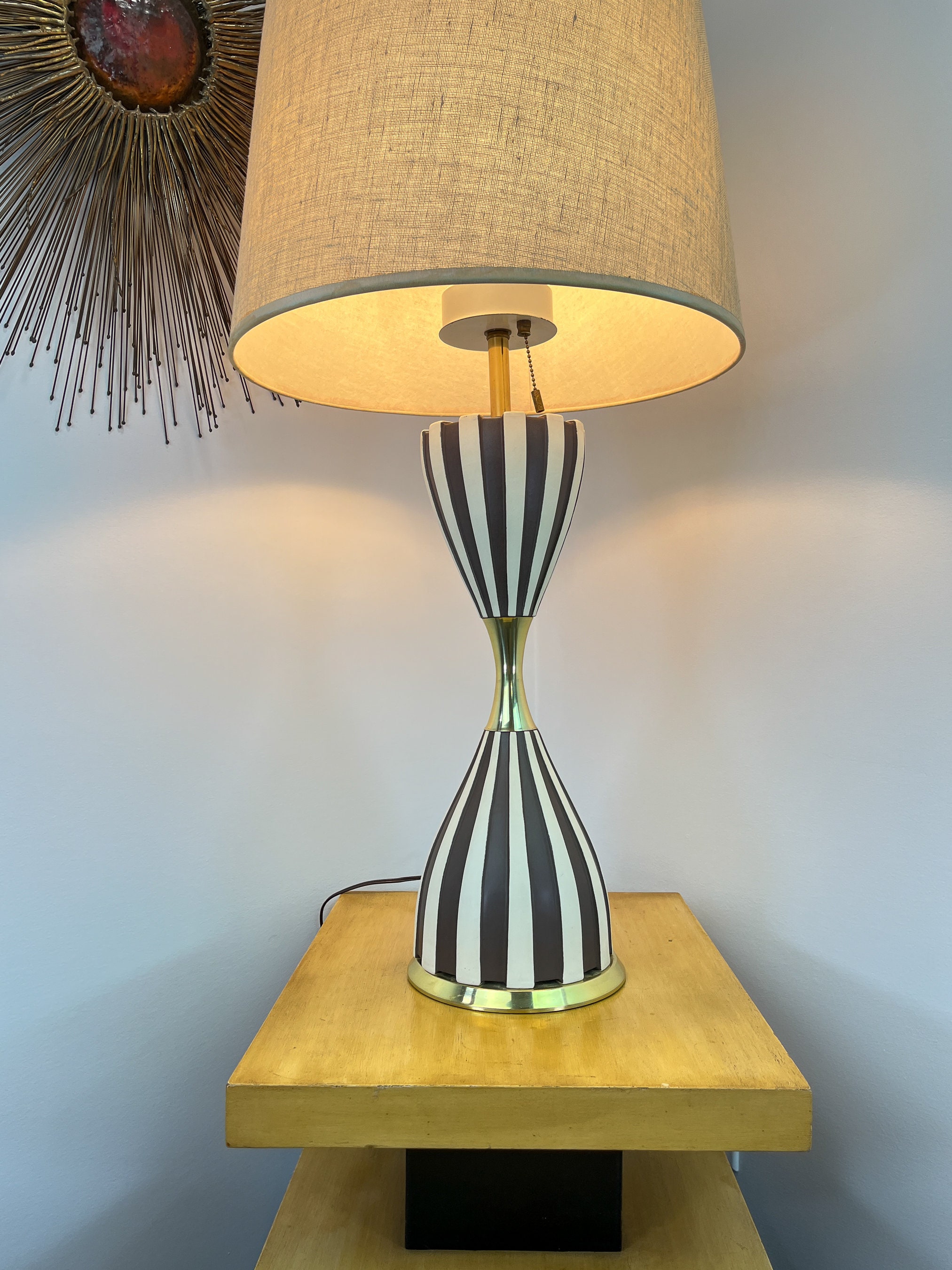 英70s vintage lamp made in England イングランド Gerald Thurston Harlequin Table Lamp, Lightolier Mid-century
