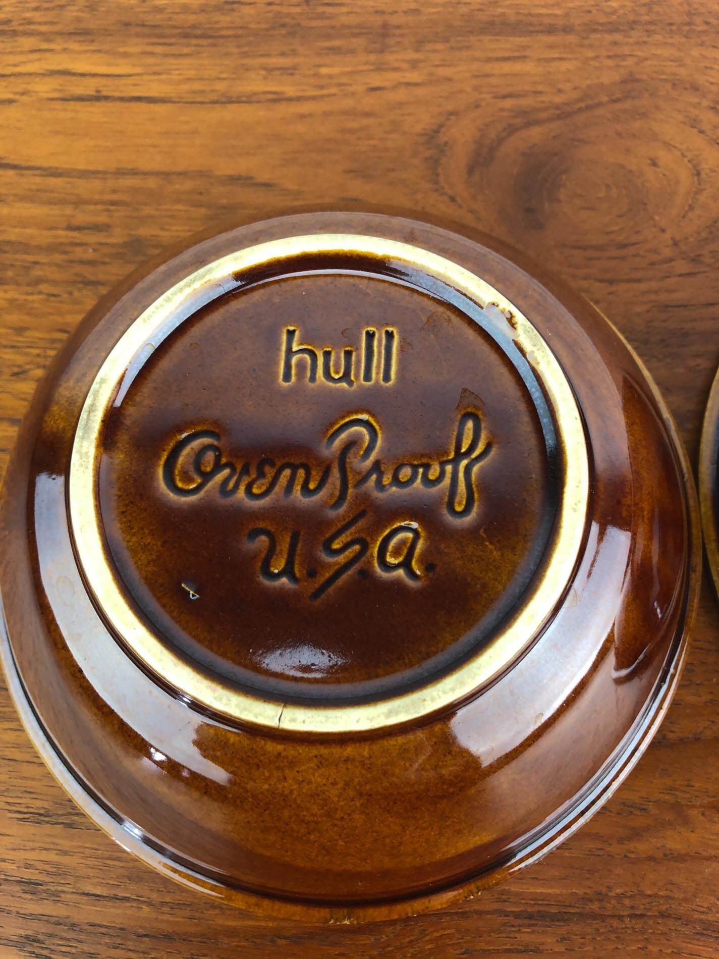Hull Cereal Bowls (2), Hull Brown Drip Oven Proof USA Bowls, Hull, Hull