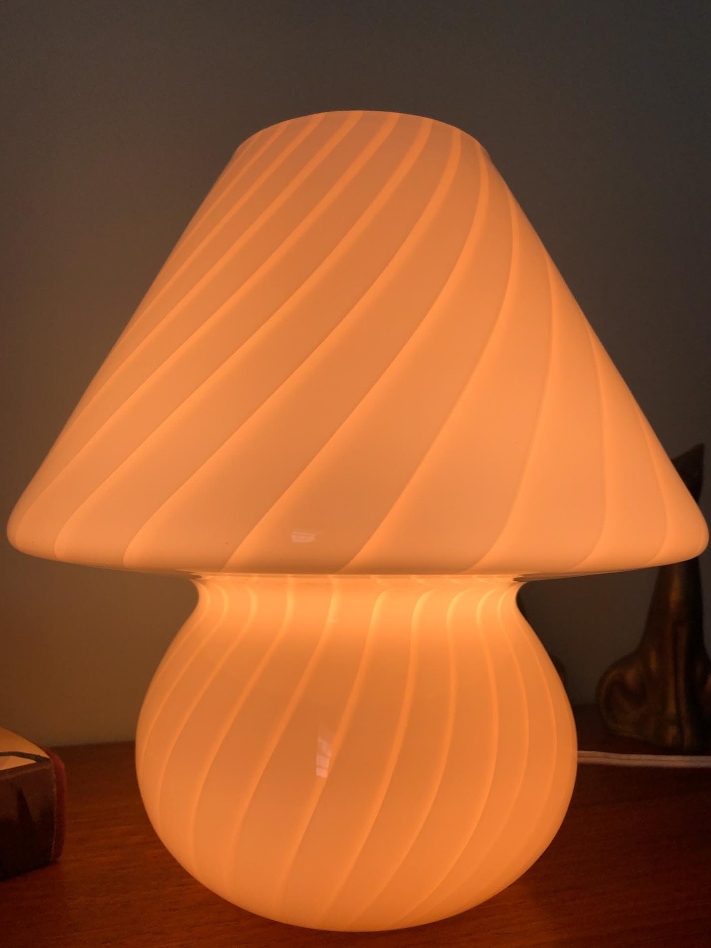 Murano Mushroom Lamp, Murano Mushroom Glass Lamp, Murano Swirl Mushroom