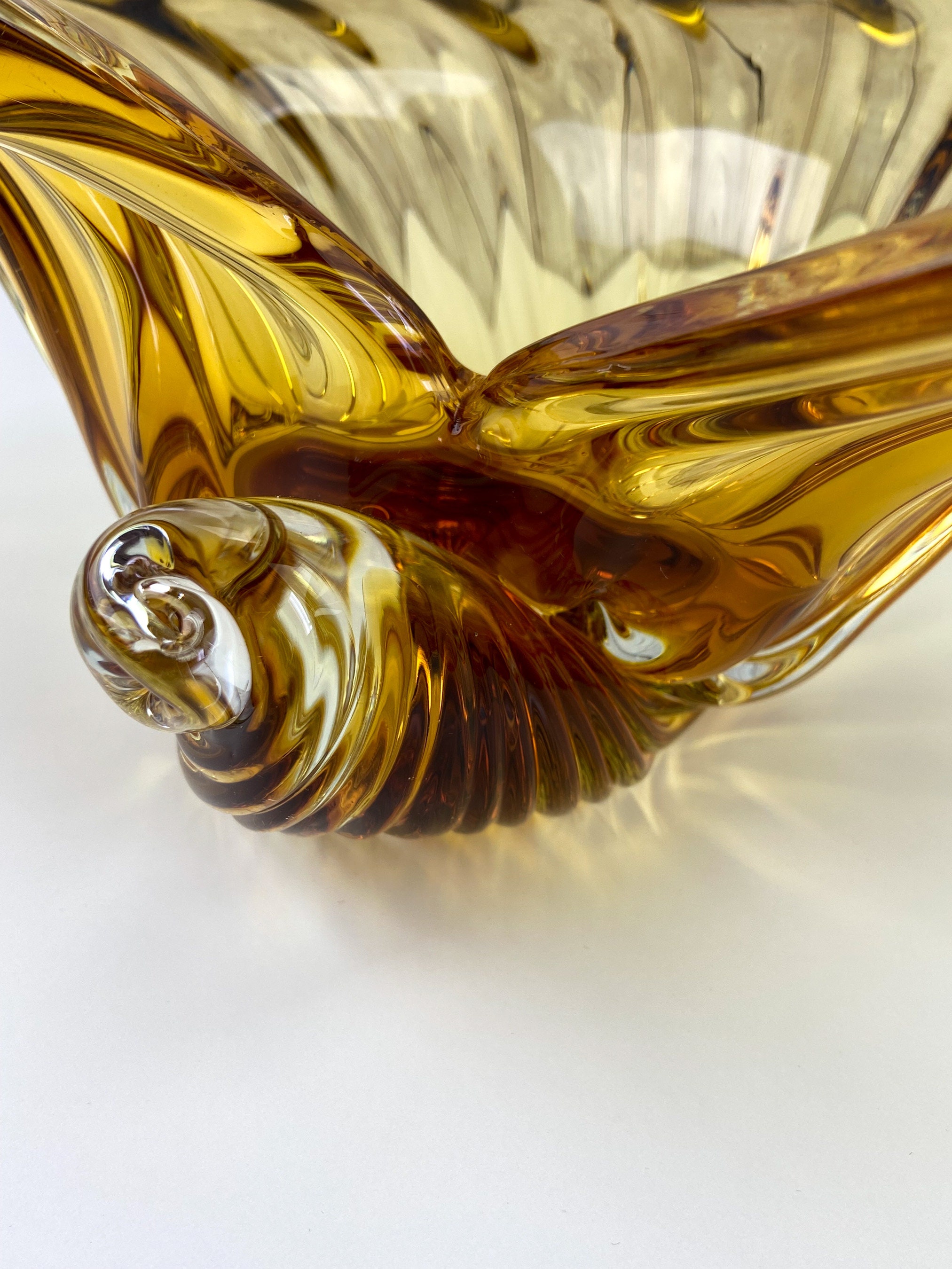 Mid Century Art Glass Chalet Glass Chalet Large Glass Bowl Sea Shell