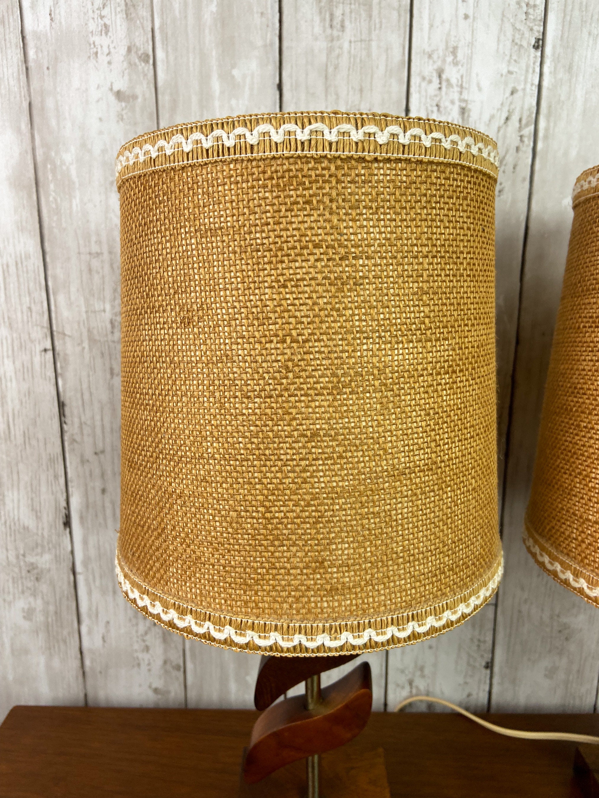 RESERVEDMCM Bedside Lamps Mid Century Walnut Lamps MCM Nightstand Lamps Bedside Lamps Vintage