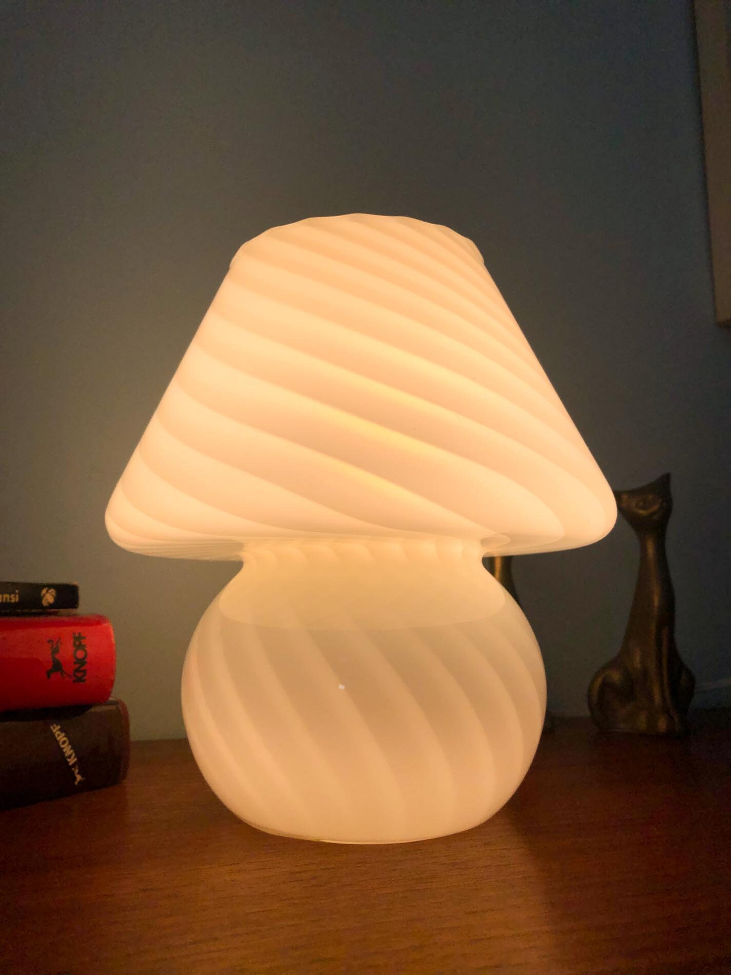 Murano Mushroom Lamp, Murano Mushroom Glass Lamp, Murano Swirl Mushroom