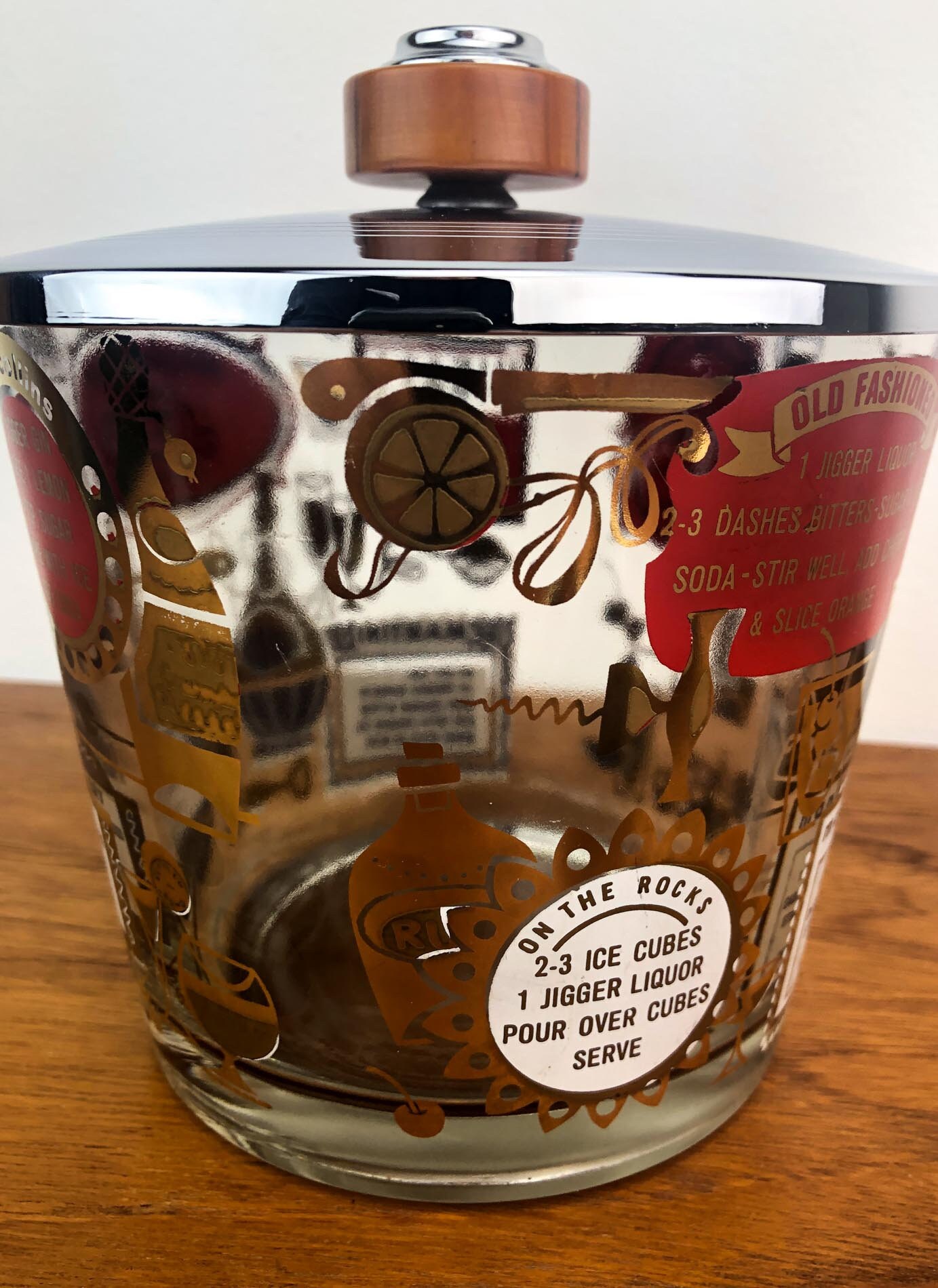 Mid Century Ice Bucket, Mid Century Barware Set, Glo hill Ice Bucket