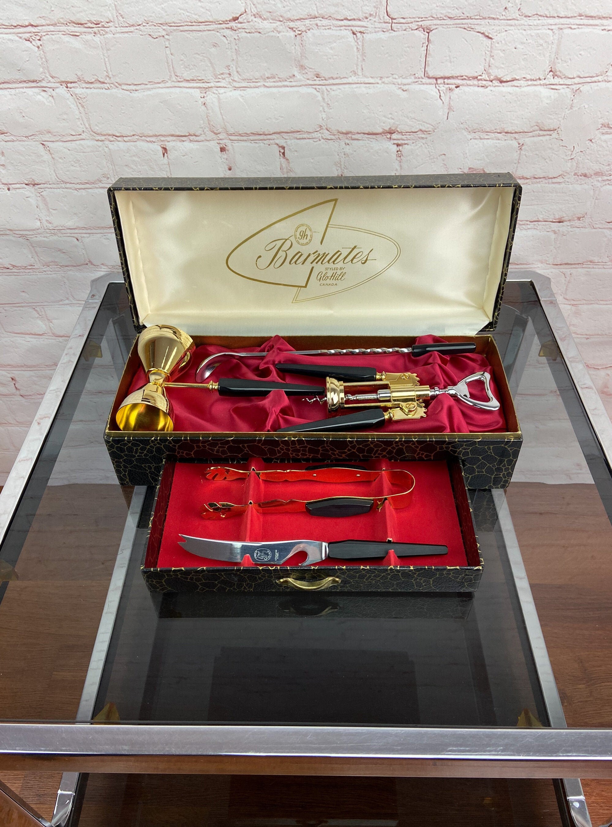 Mid Century Modern Bar Tool Set Bakelite Bar Set Glo Hill Barmates Bakelite Bar Tool Set