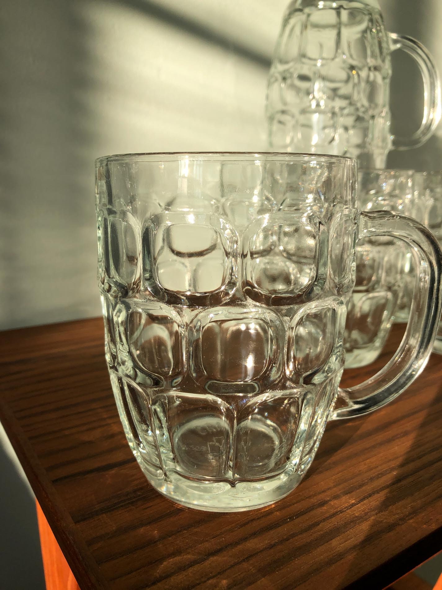 Vintage Crown Dema B509 Dimple Pint Glasses (6), Thumbprint Pint Glass