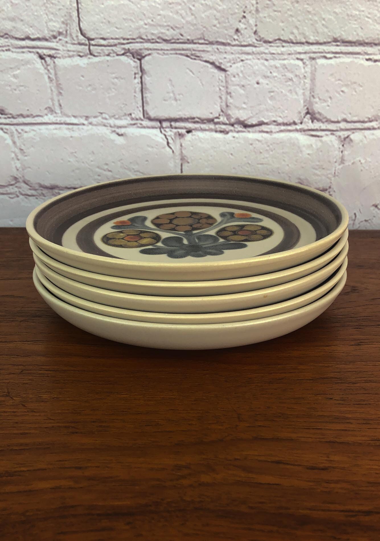 DenbyLangley Mayflower Dessert Plates (5) Designed by Gill Pemberton