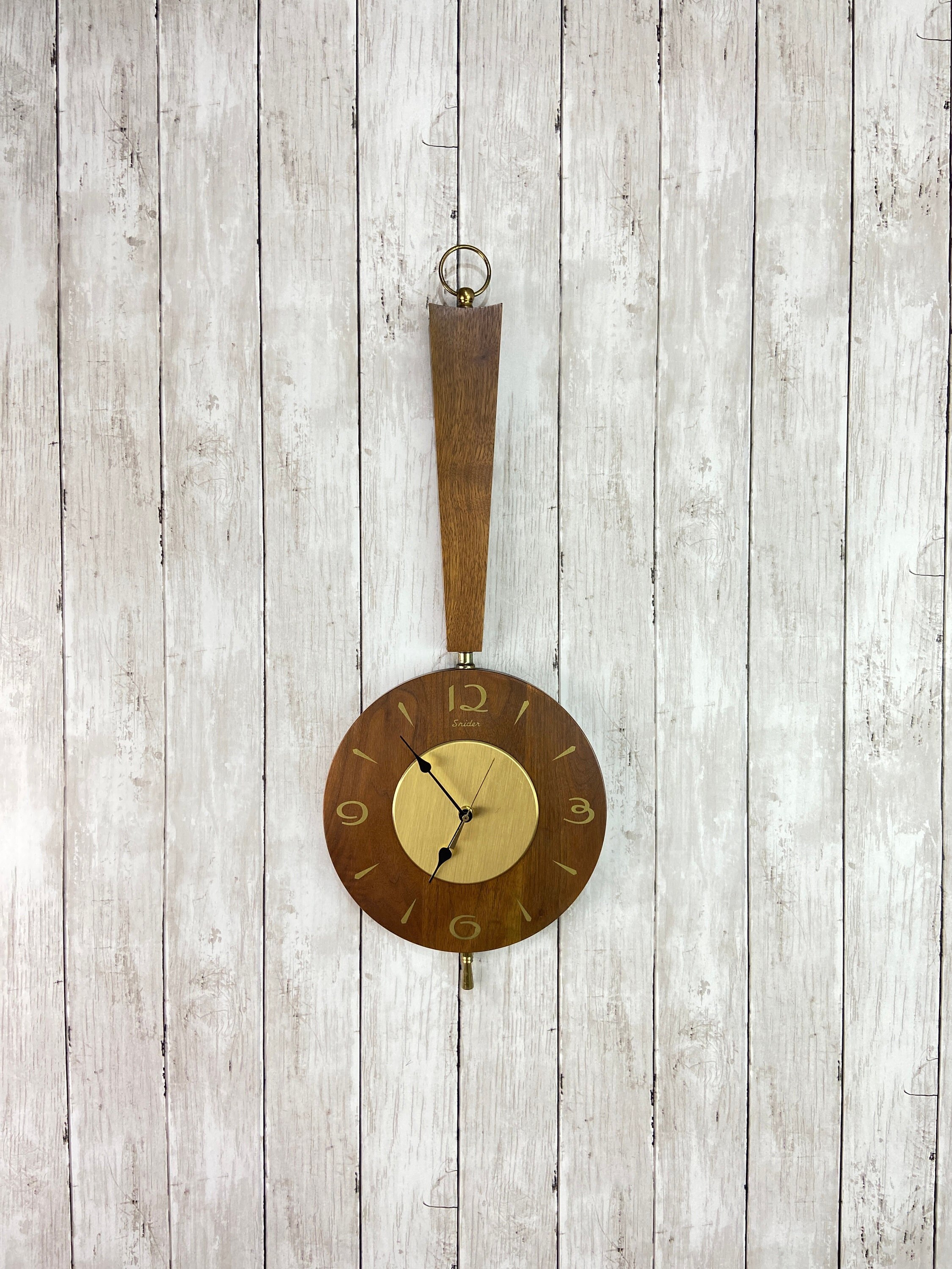 Snider Clock Mid Century Modern Wall Clock Teak Wall Clock