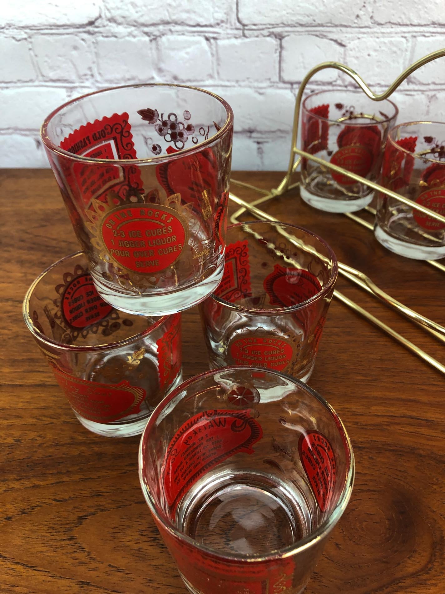 Whisky Sour Glasses, Mid Century Drink Caddy, Vintage (8) Mid