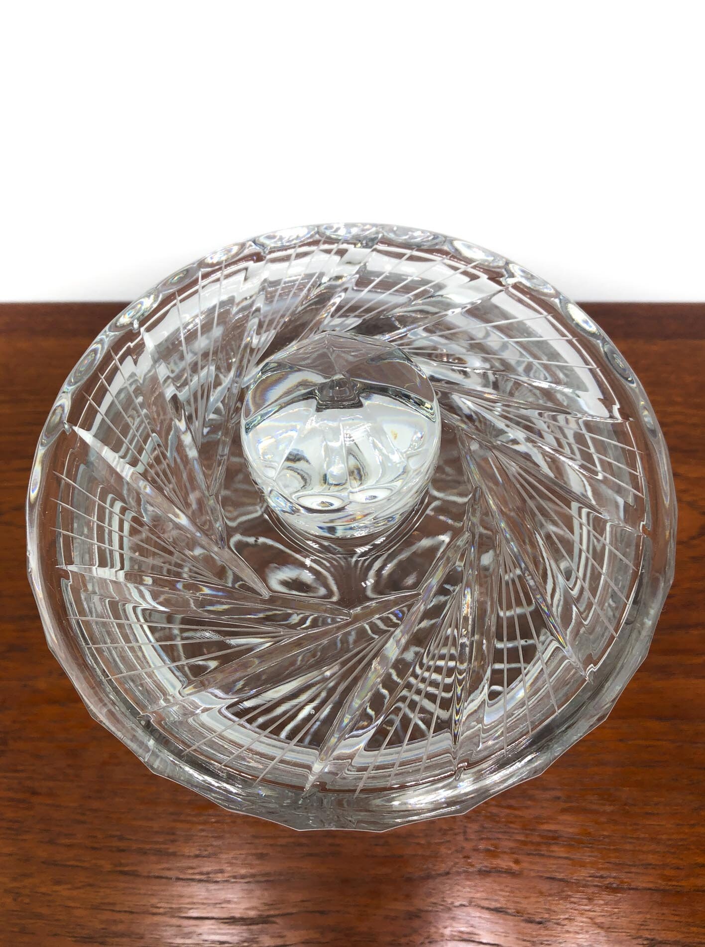 Mid Century Crystal Ice Bucket, W. German Deep Cut Crystal Ice Bucket