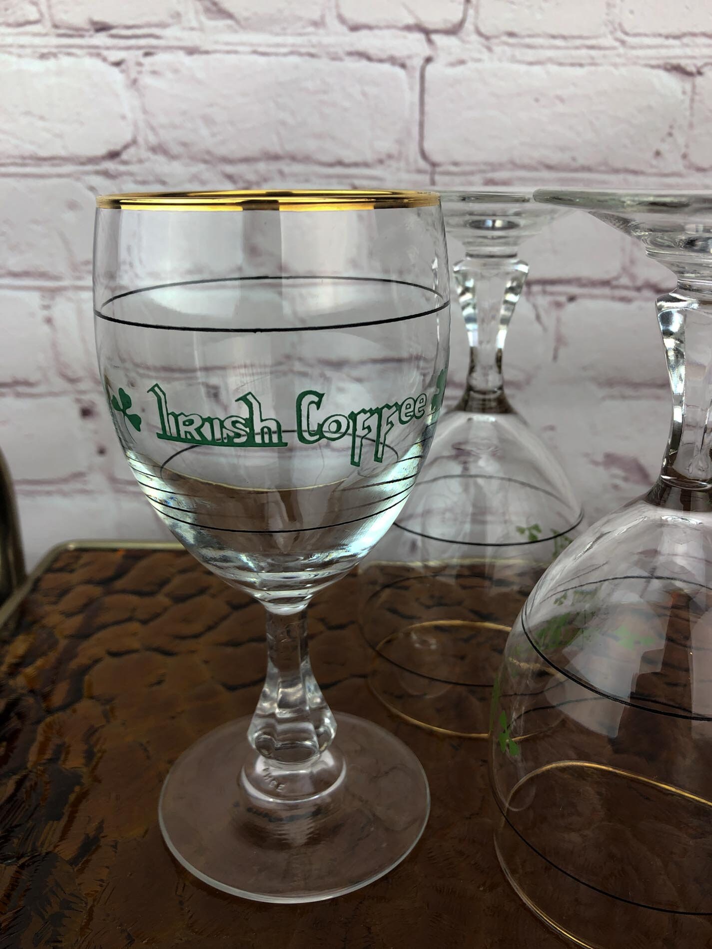 Vintage Irish Coffee Goblet Set (Four), Irish Coffee Glasses, Cristal D