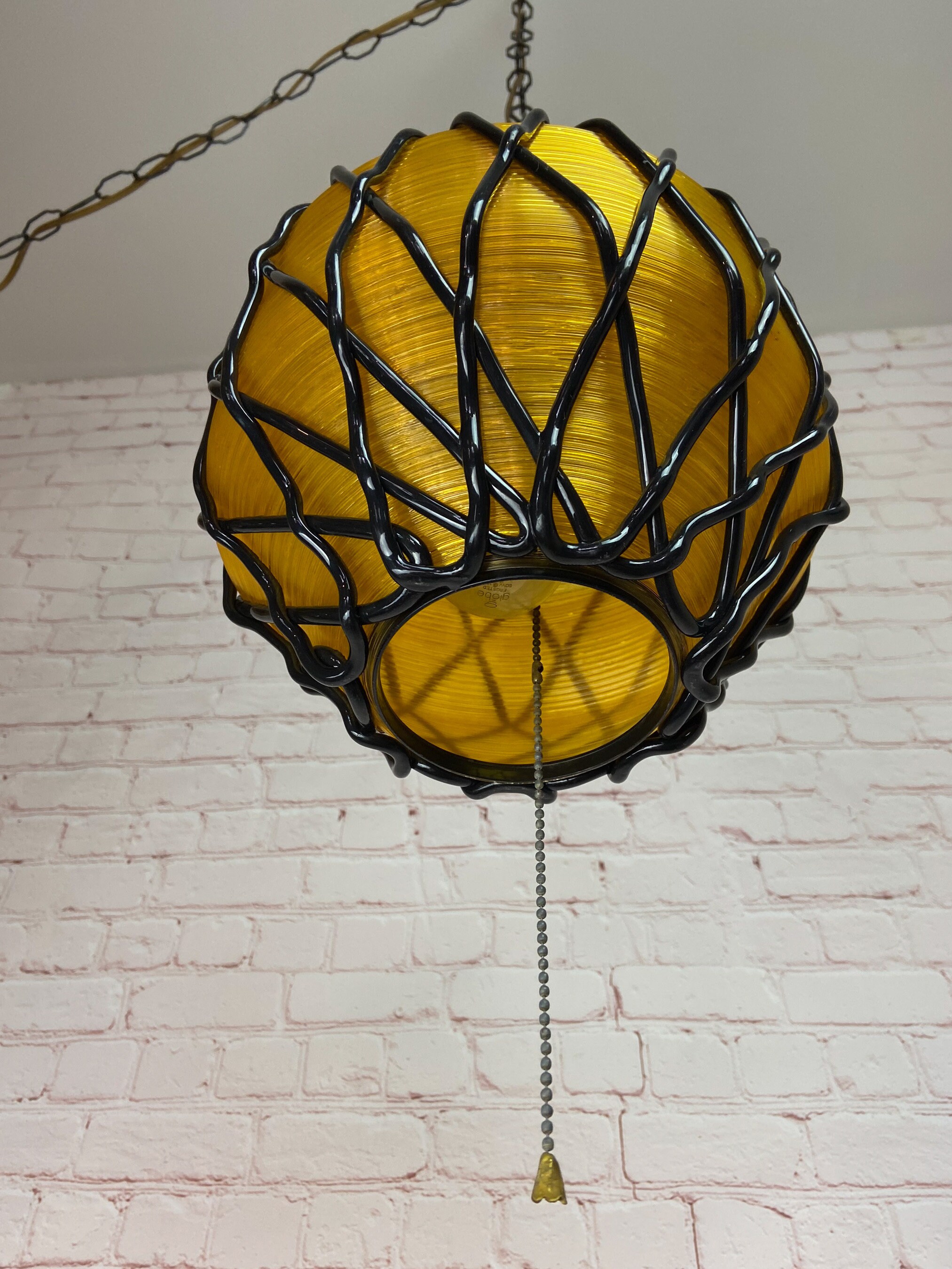 ON HOLD—Gilbert Softlite Swag Lamp, Lucite Swag Lamp, Gold Plastic