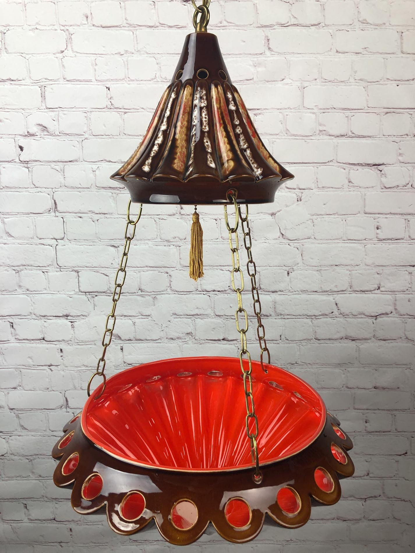 RESERVED for TaraMid Century Swag Lamp, Boho Swag Lamp, Ceramic Pendant Lamp, Ceramic Swag Lamp