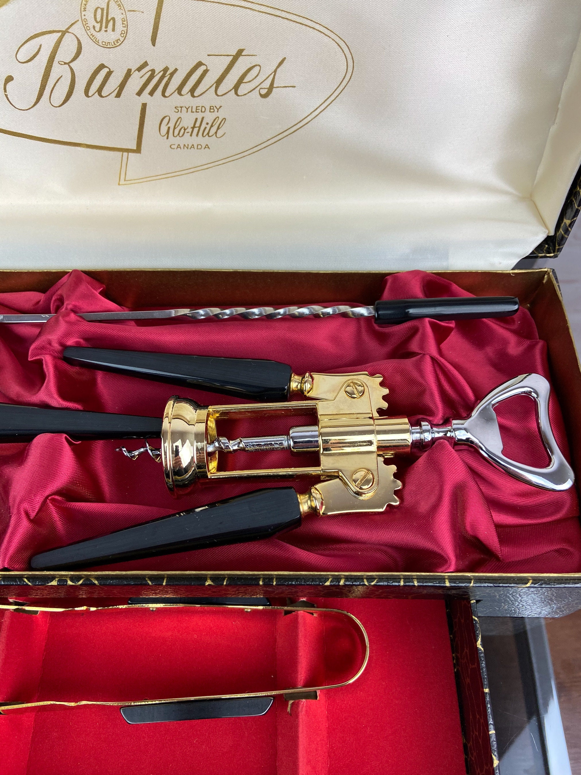 Mid Century Modern Bar Tool Set Bakelite Bar Set Glo Hill Barmates