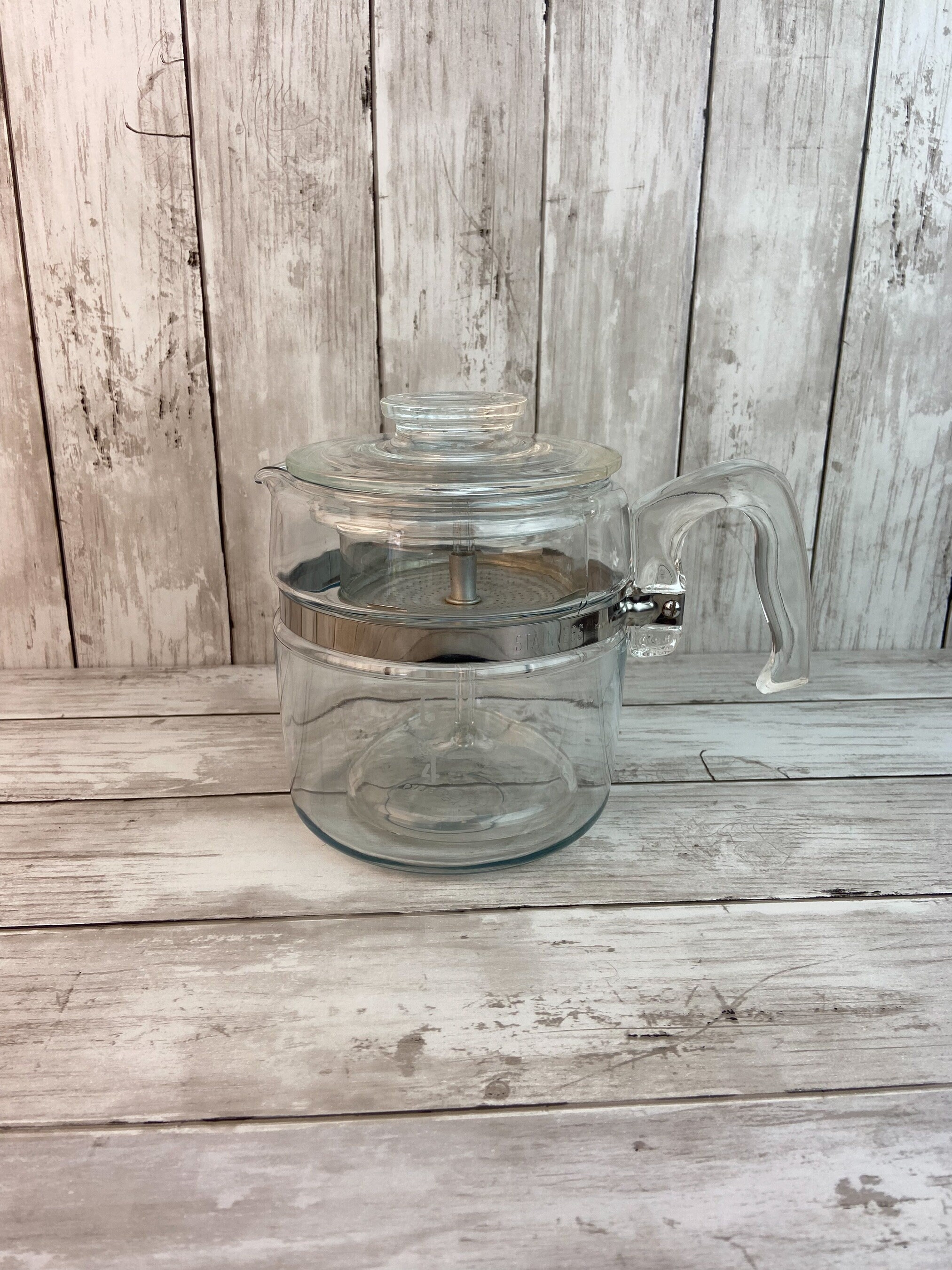 Pyrex 6 Cup Percolator Clear Glass Percolator 7756B Pyrex Flameware