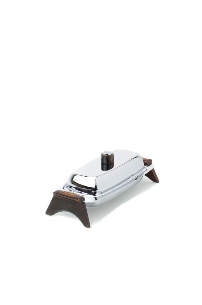 Glo Hill Lidded Butter Dish, Chrome Butter Dish, Mid Century Butter Dish