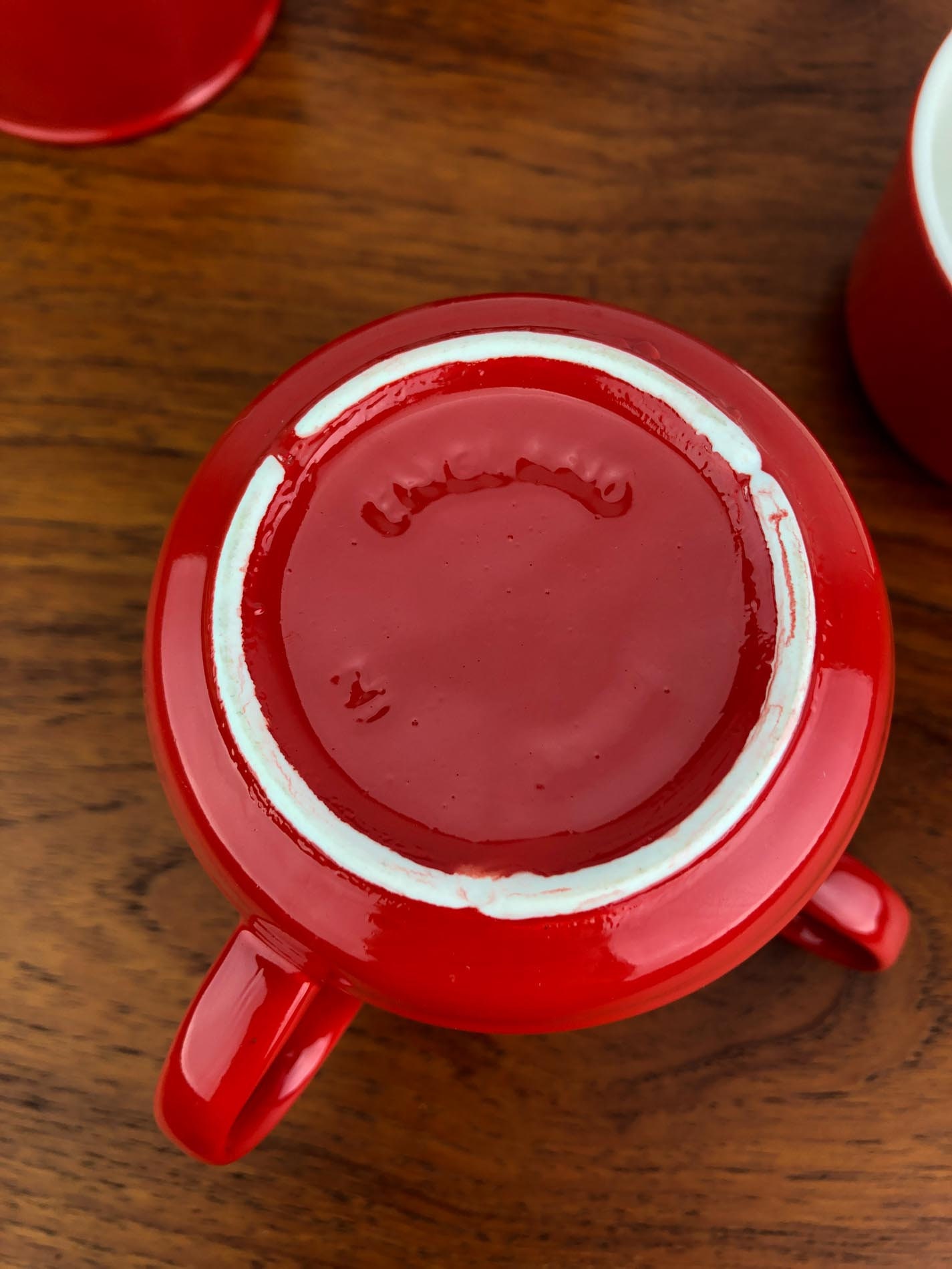 Red Coffee Mugs (5), Vintage Red Coffee Mugs, FPC England Pottery, FPC