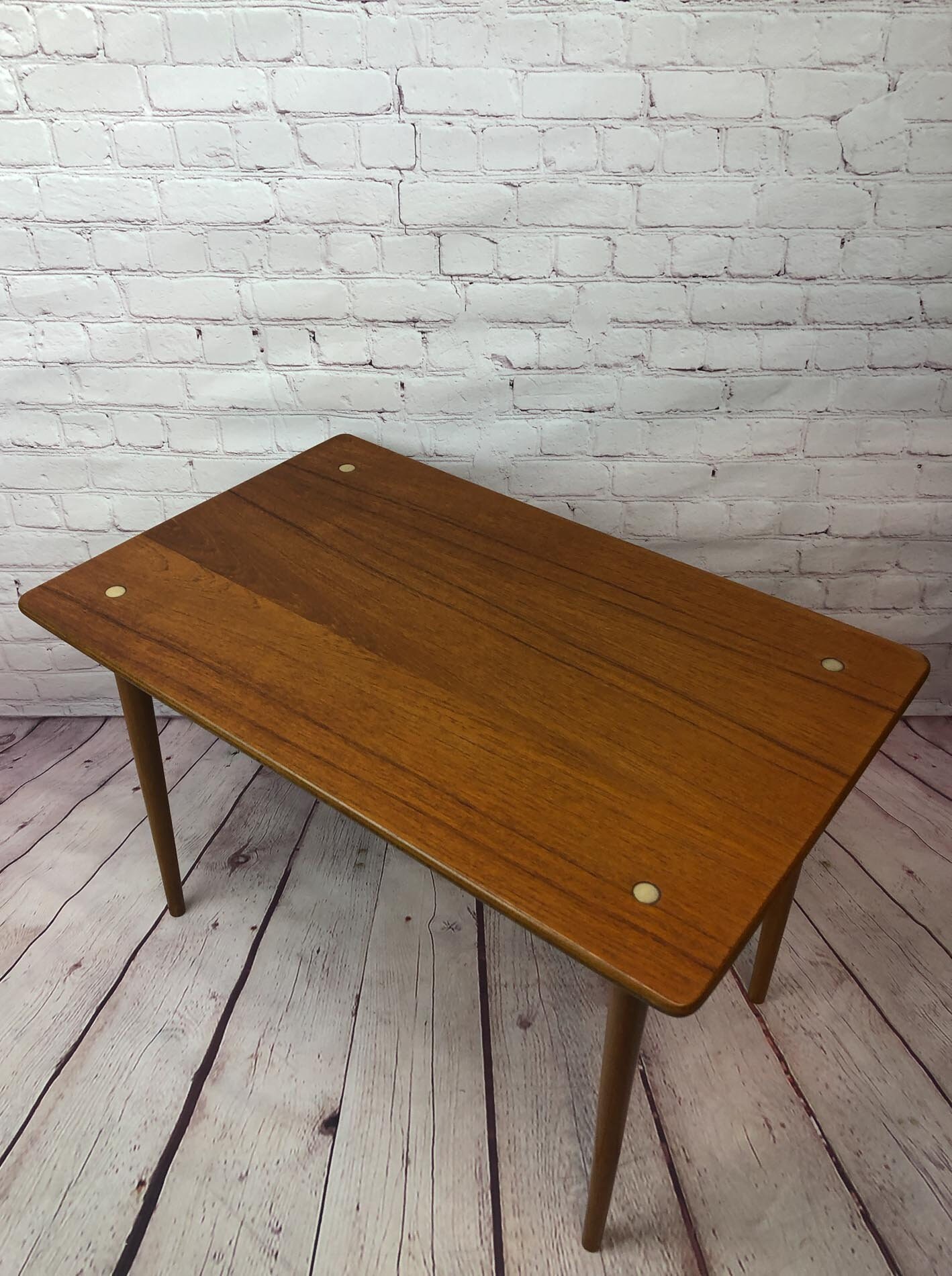 Teak End Table Mid Century End Table Mcm End Table Teak And Brass End Table