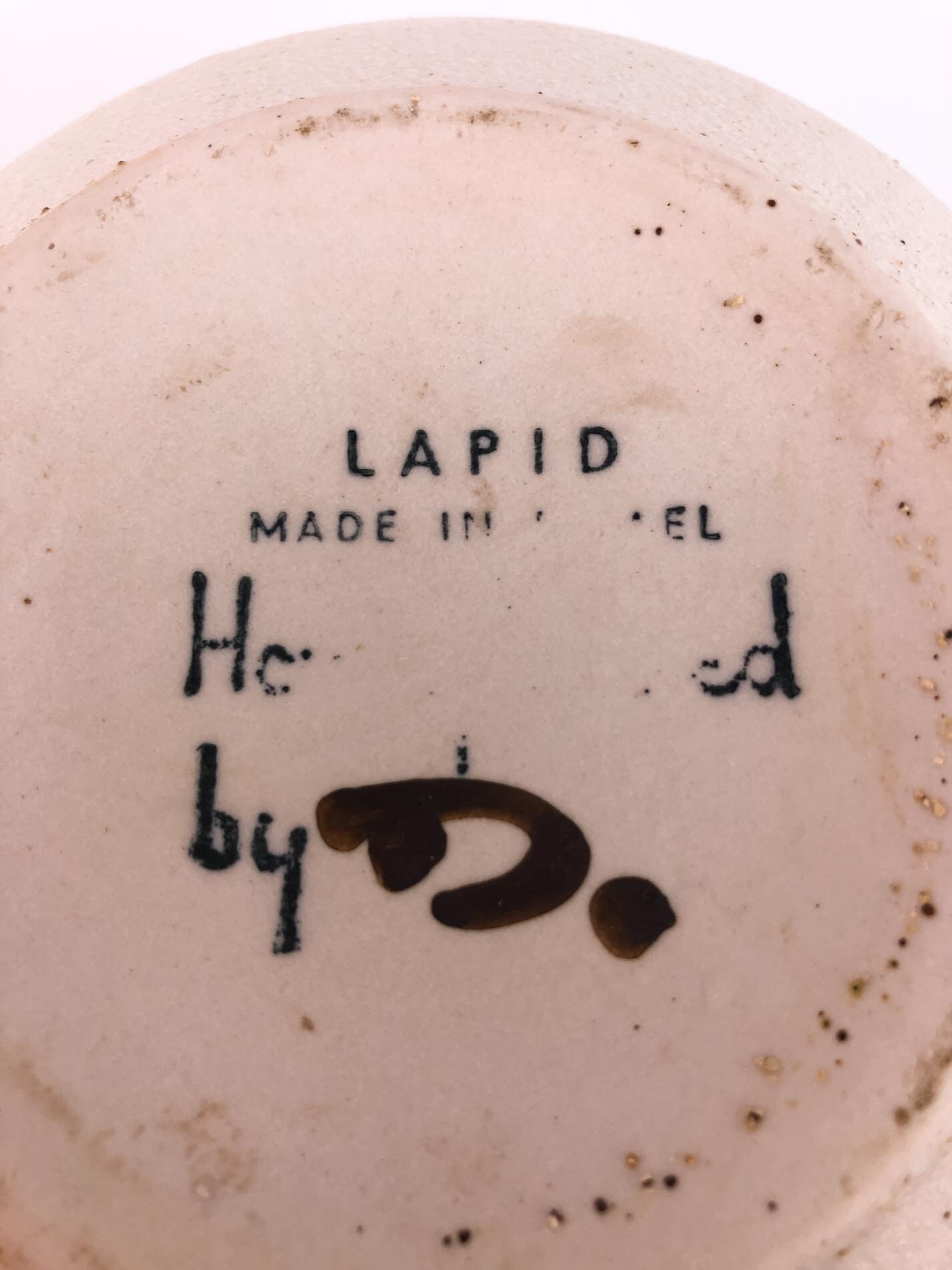 Lapid Pottery by D, TelAviv, Israel Mid Century Modernist, Hand