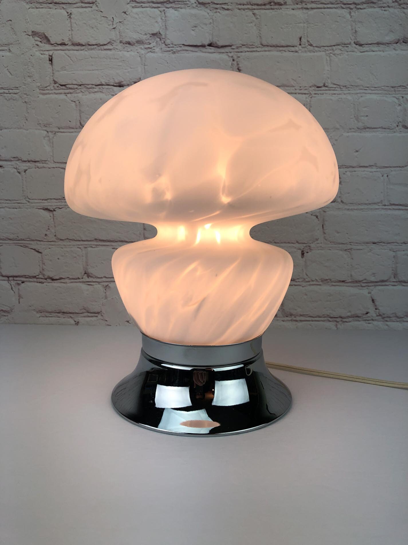 Murano Mushroom Lamp, Murano Mushroom Glass Spotted Leopard Lamp