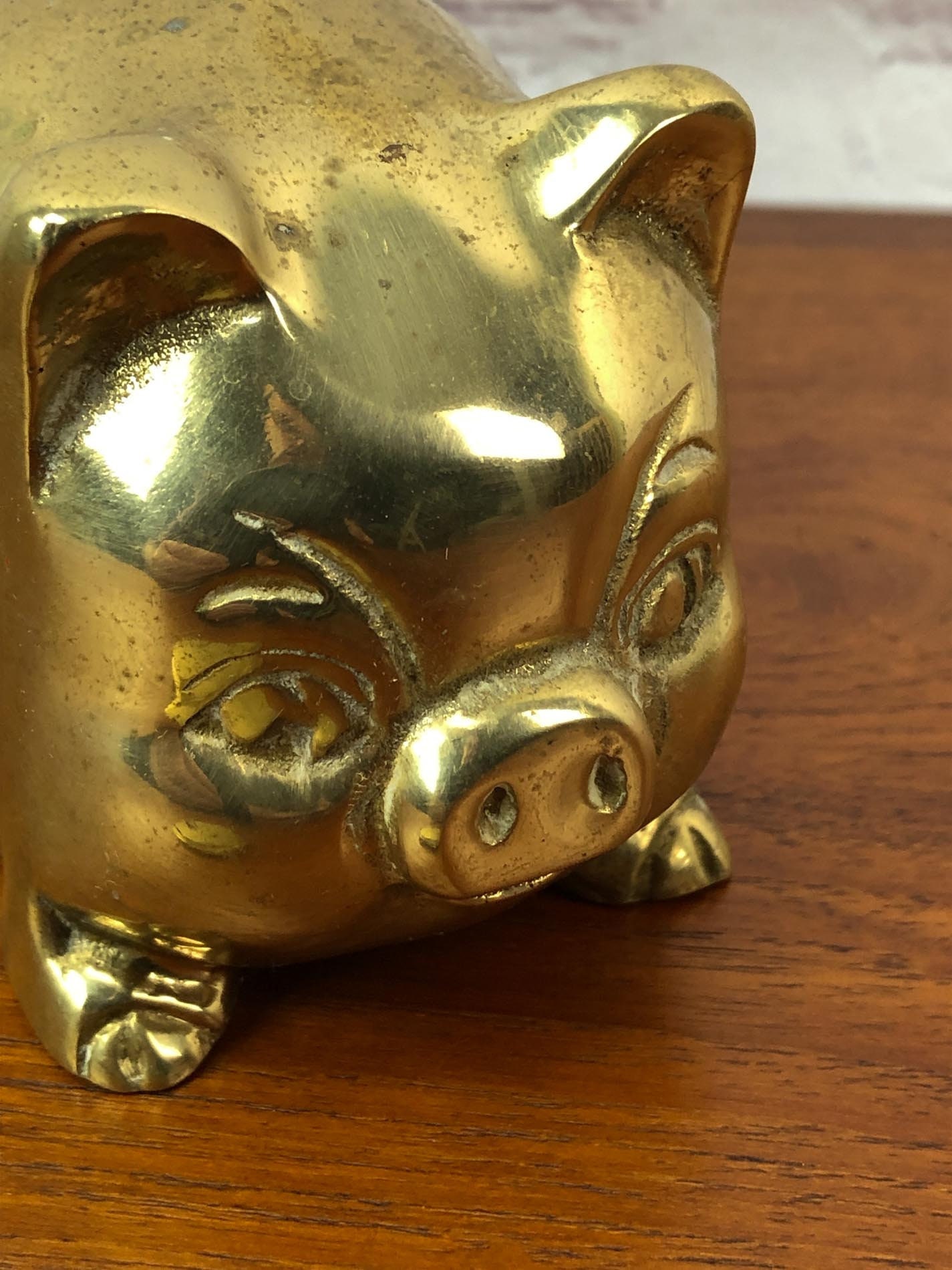 Brass Piggy Bank, Brass Pig, Heavy Brass Piggy Bank