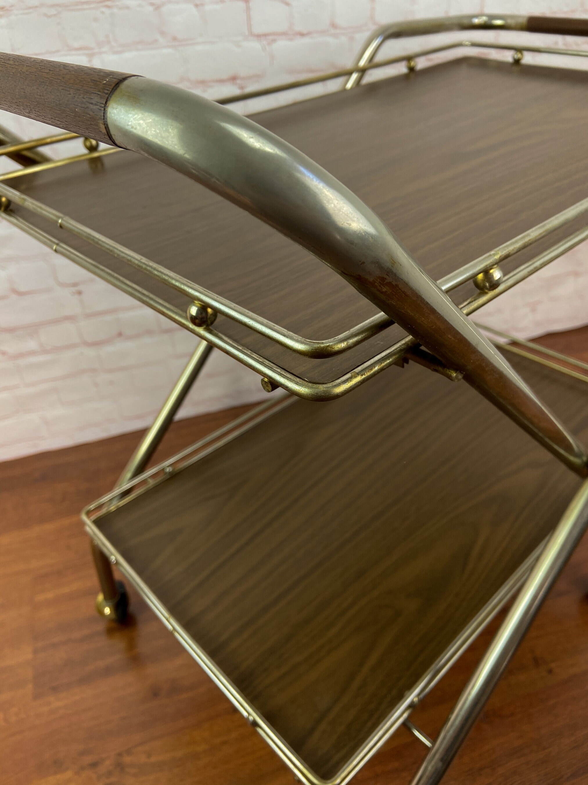 Mid Century Bar Cart, Folding Bar Cart, Vintage Bar Cart, Mad Men Bar