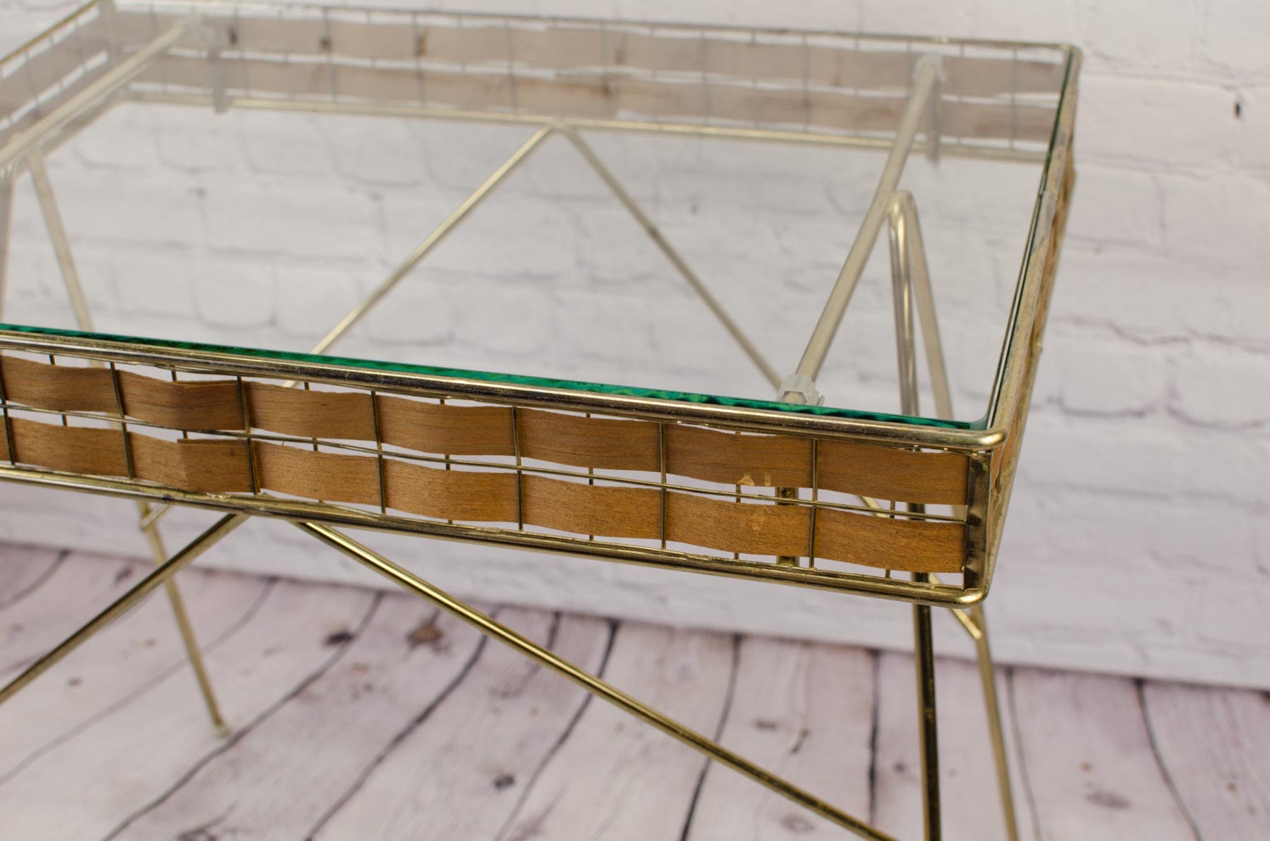 Tony Paul Designs Interlace Collection, Glass Top Magazine Table, Mid