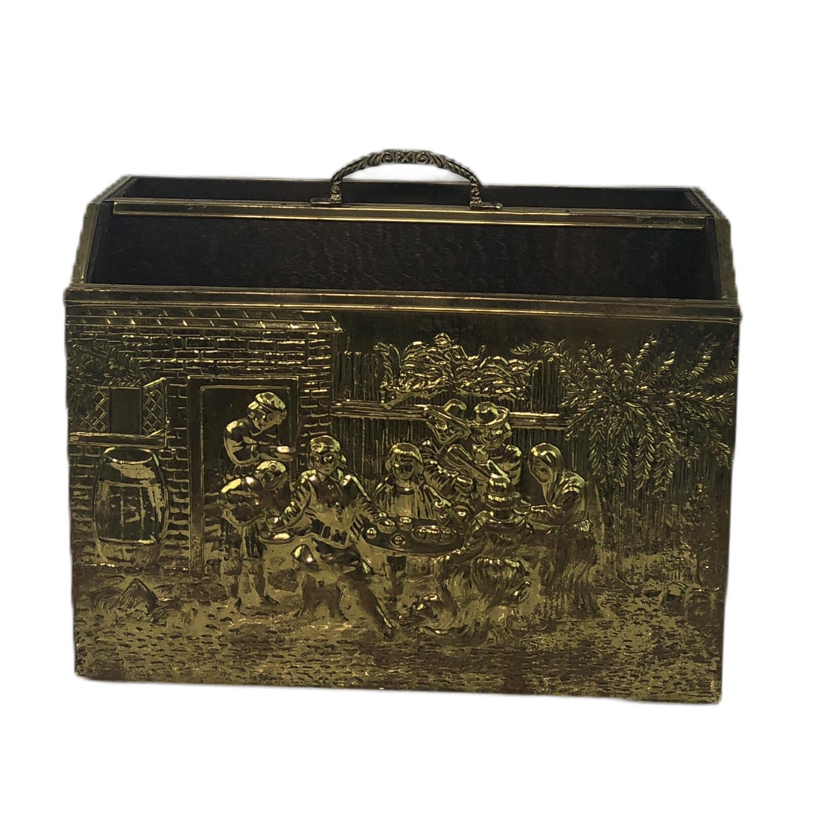 Lombard Brass Embossed Magazine Rack Brass Magazine Rack, Brass