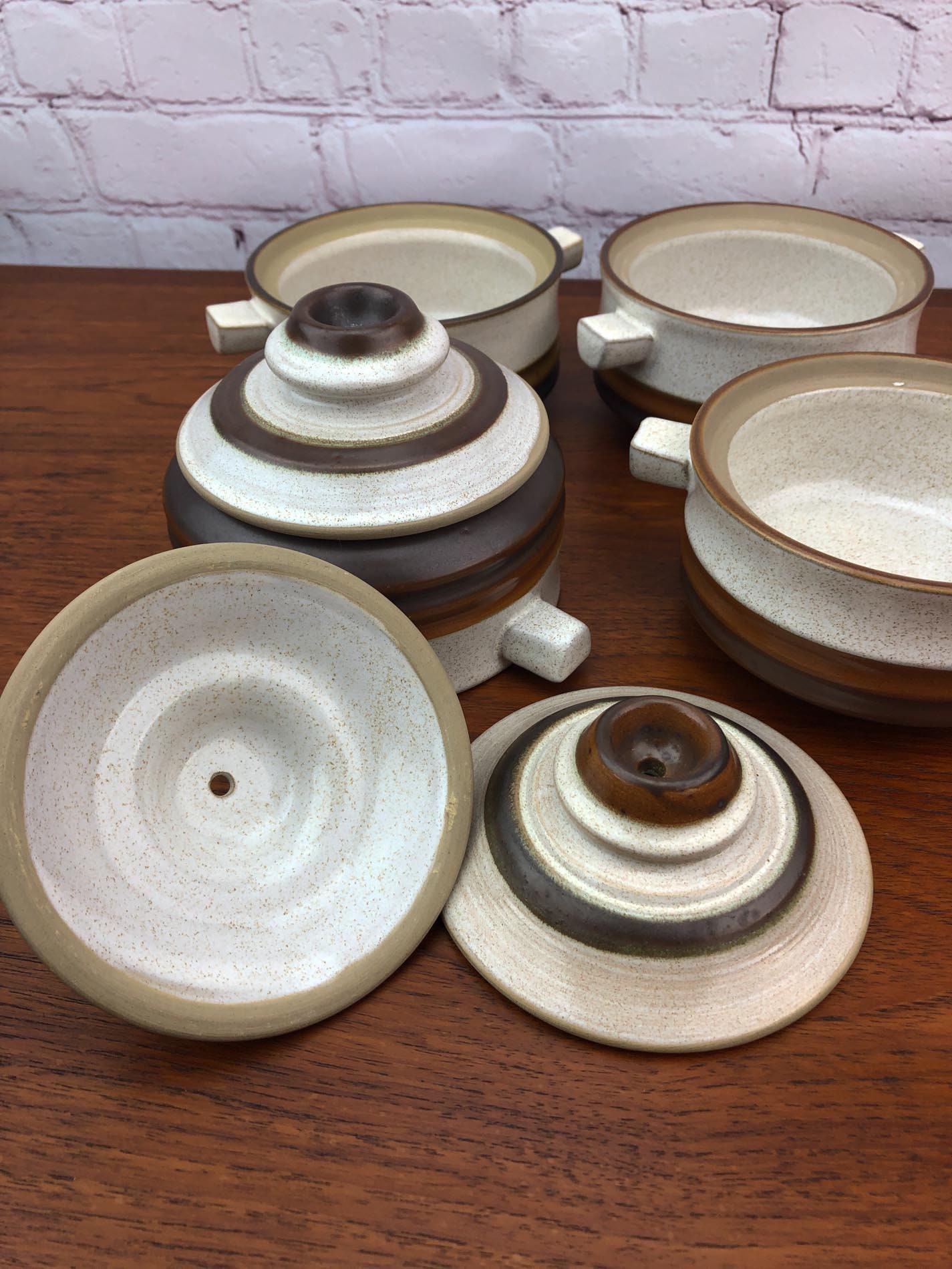 Lidded Soup Bowls(Set of 4), Denby Soup Bowls, Potters Wheel by Denby