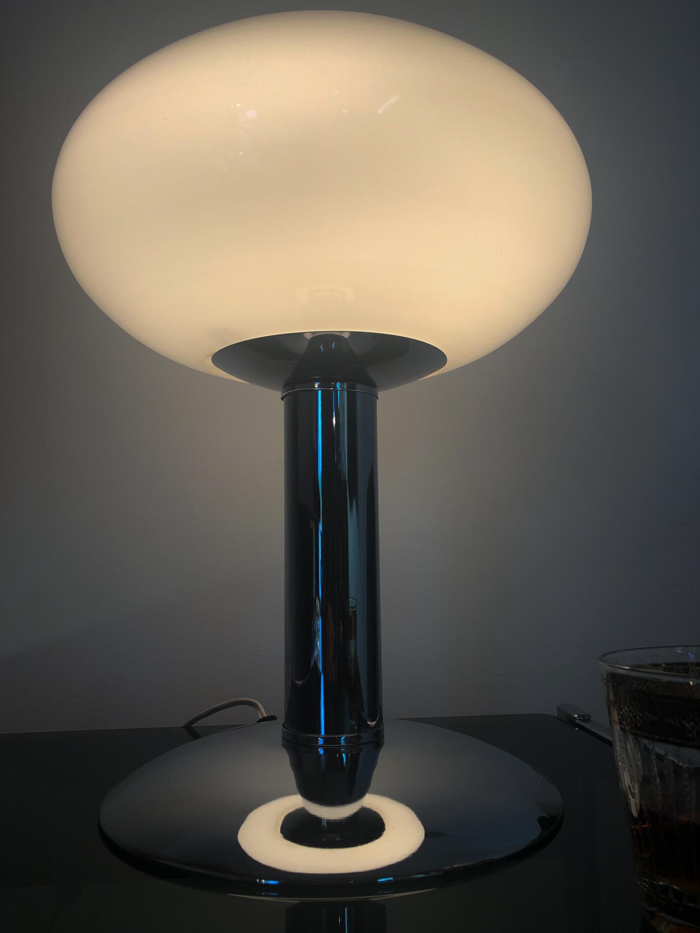 Mid Century Lamp, Space Age Lamp, Chrome Table Lamp, Opal Glass Table