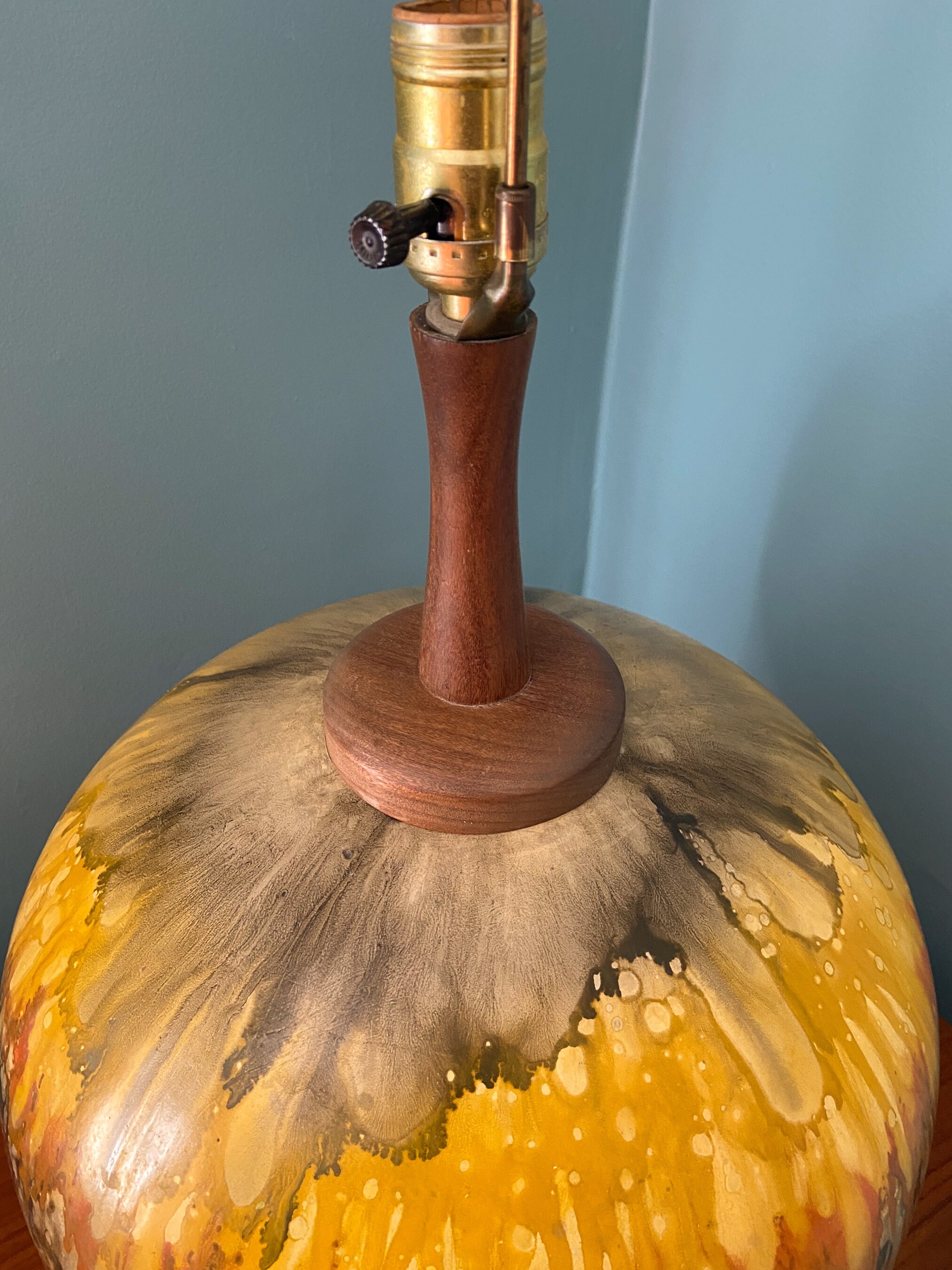 Mid Century Table Lamp MCM Ceramic Lamp Vintage Ceramic Lamp Teak Table