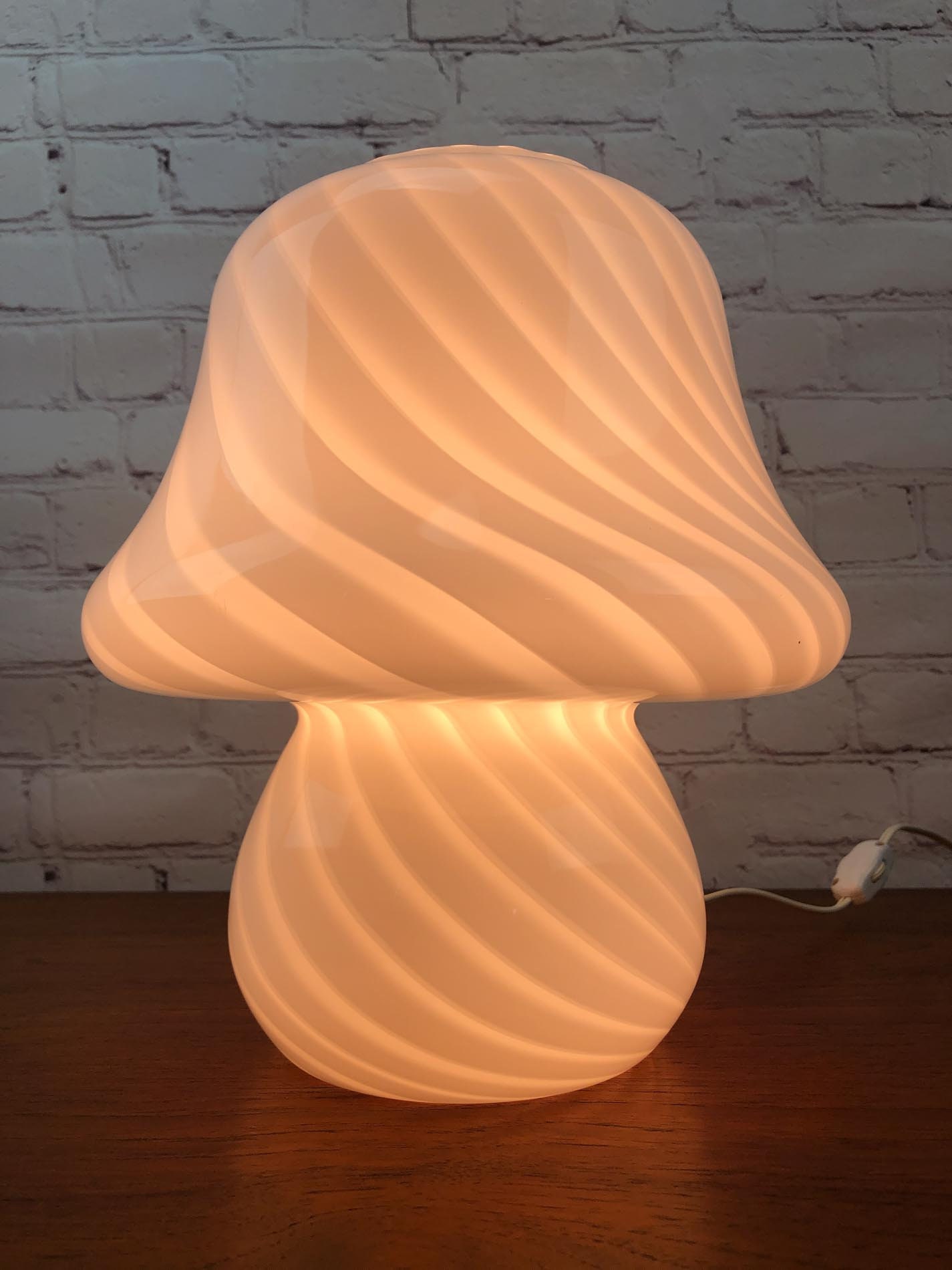 Murano Mushroom Lamp, Murano Mushroom Glass Lamp, Murano Swirl Mushroom