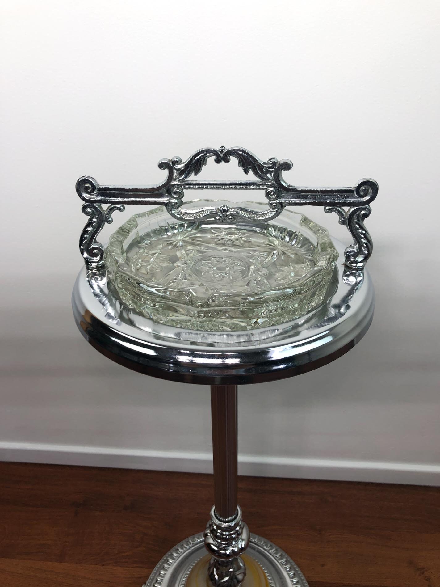 Vintage Standing Ashtray, Vintage Chrome Ashtray, Ashtray Stand, Chrome