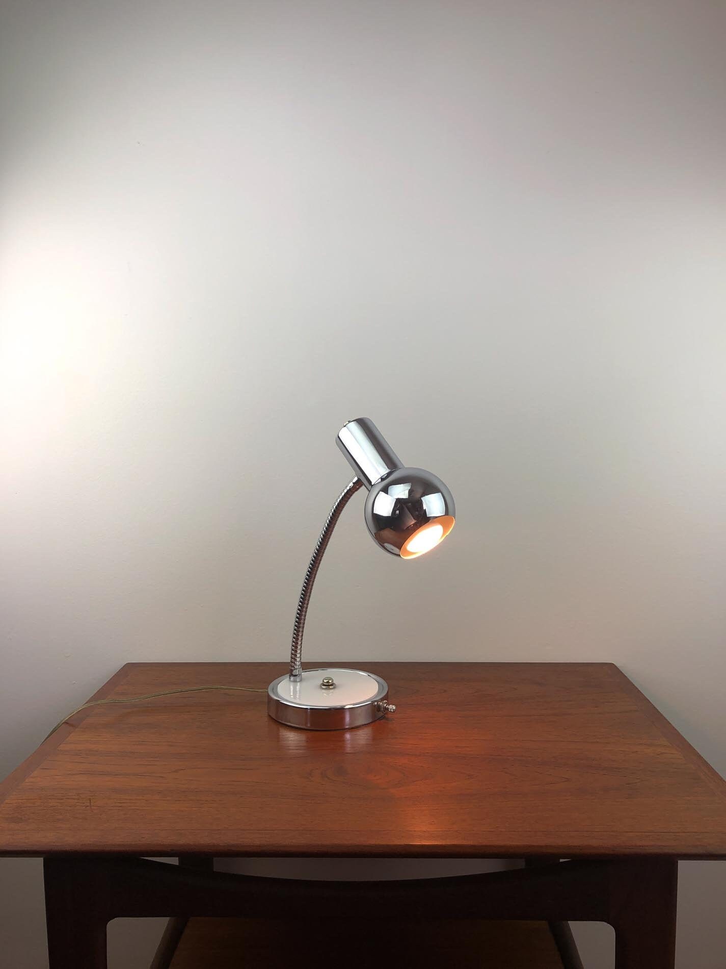 Eyeball Desk Lamp, MidCentury Modern Eyeball Desk Lamp, Chrome and Lucite Eyeball Desk Lamp