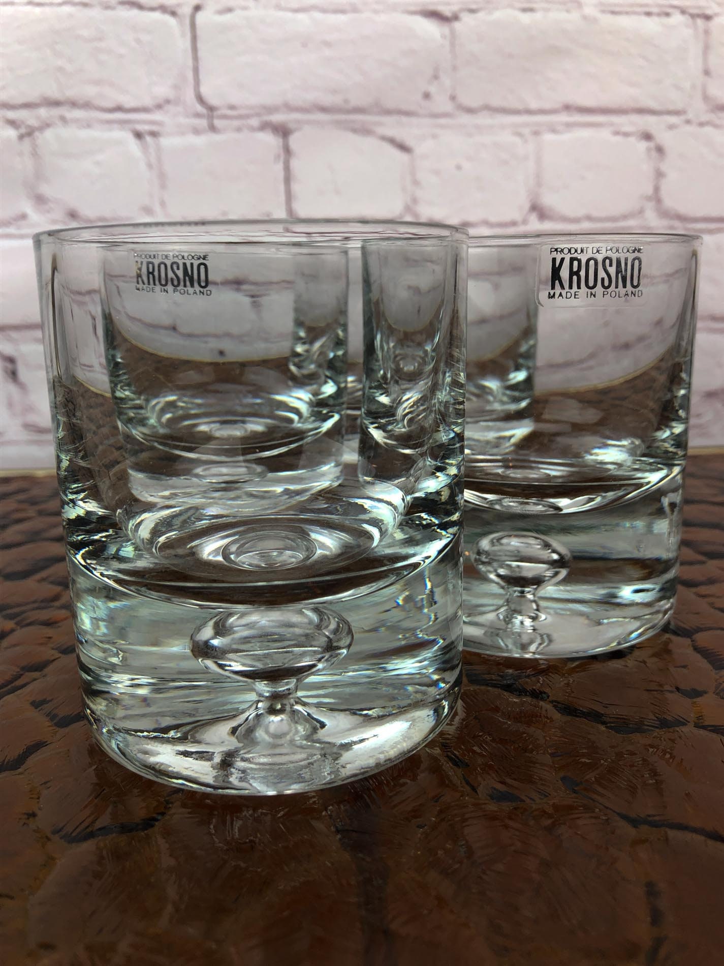 Crystal Whisky Glasses Set Of Four Krosno Poland Suspended Bubble