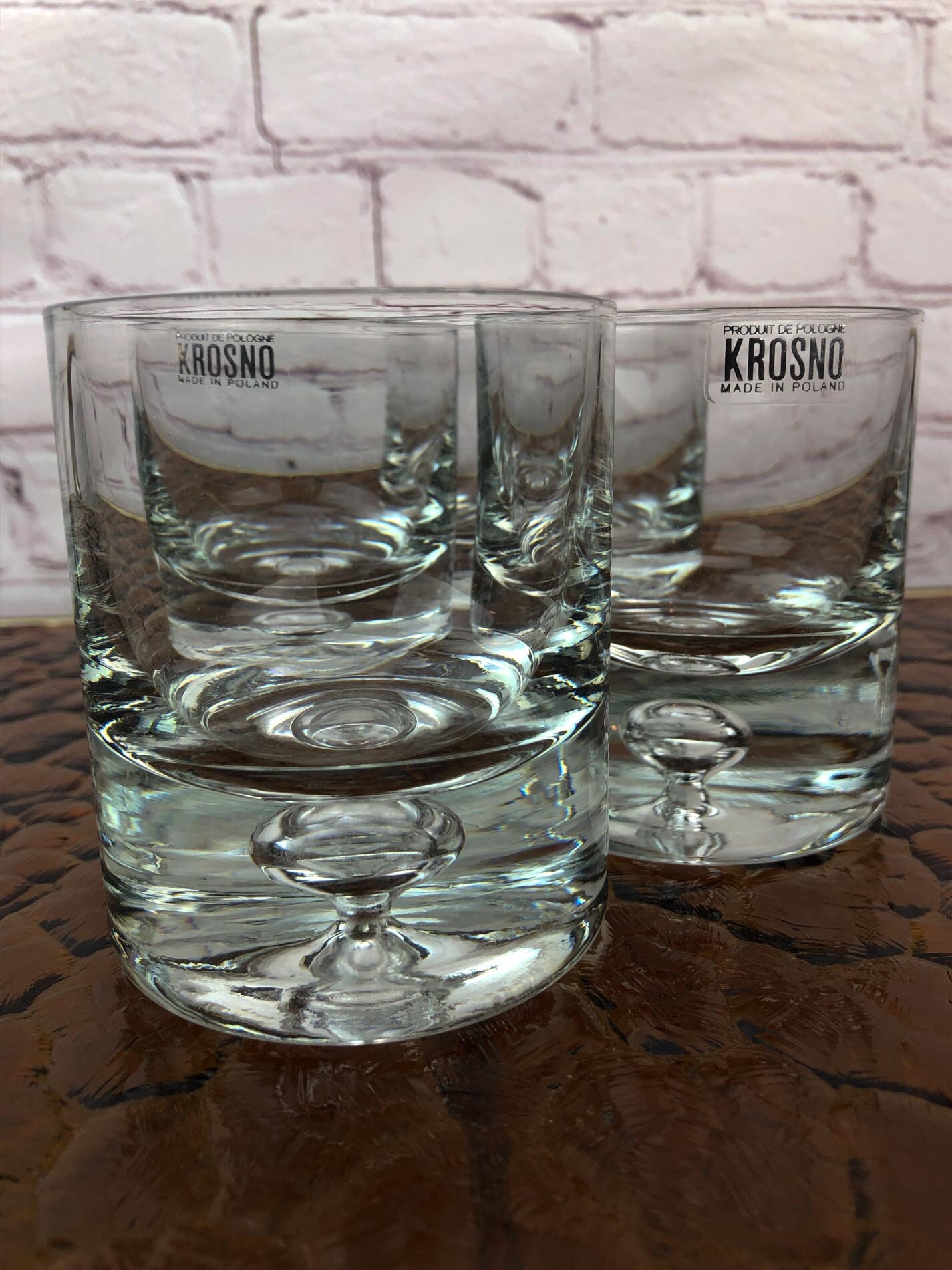 Crystal Whisky Glasses(Set of Four), Krosno Poland, Suspended Bubble