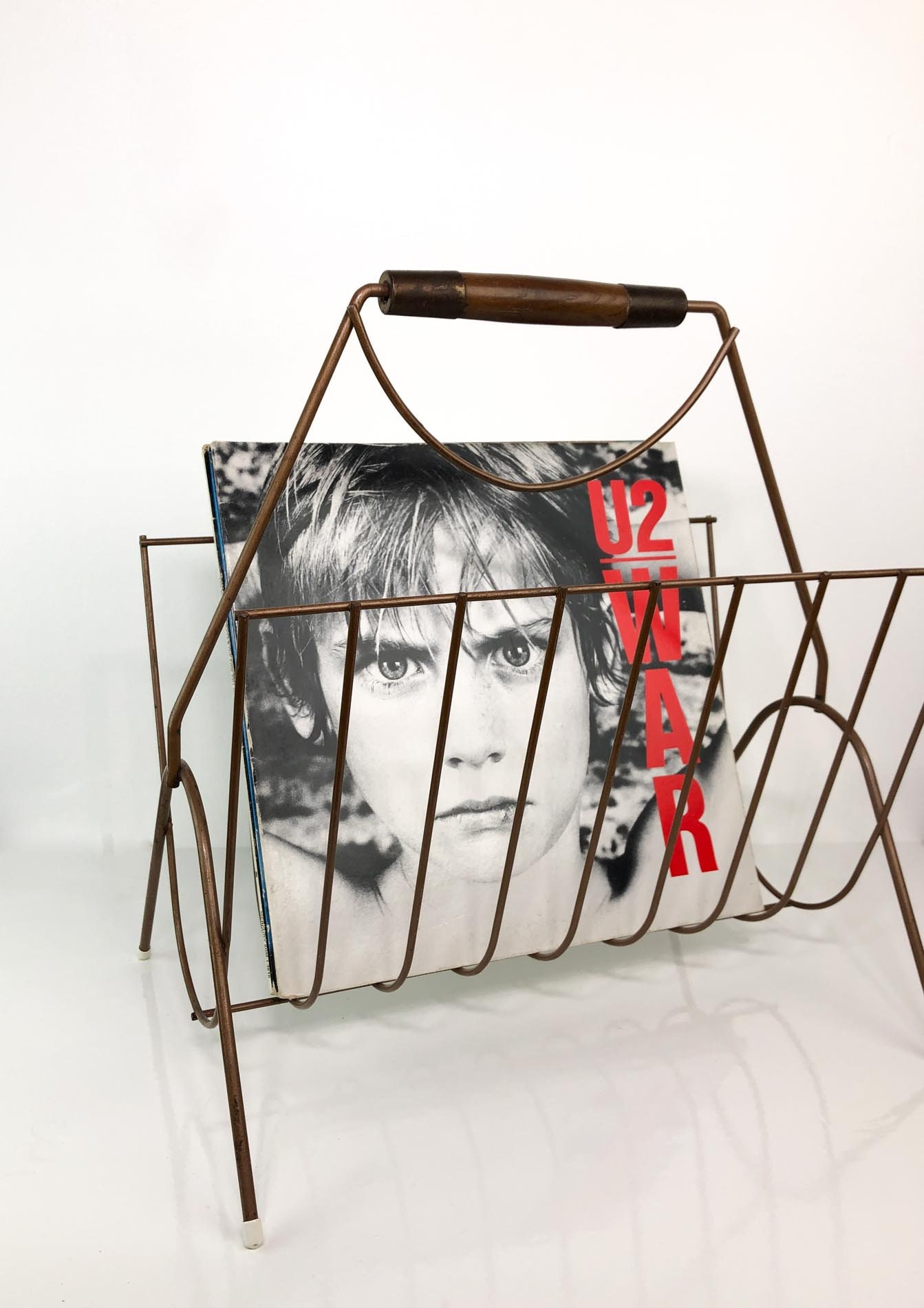 Mid Century Record Stand, LP Rack, Brass Plated Record Stand, Vintage Record Rack, Brass