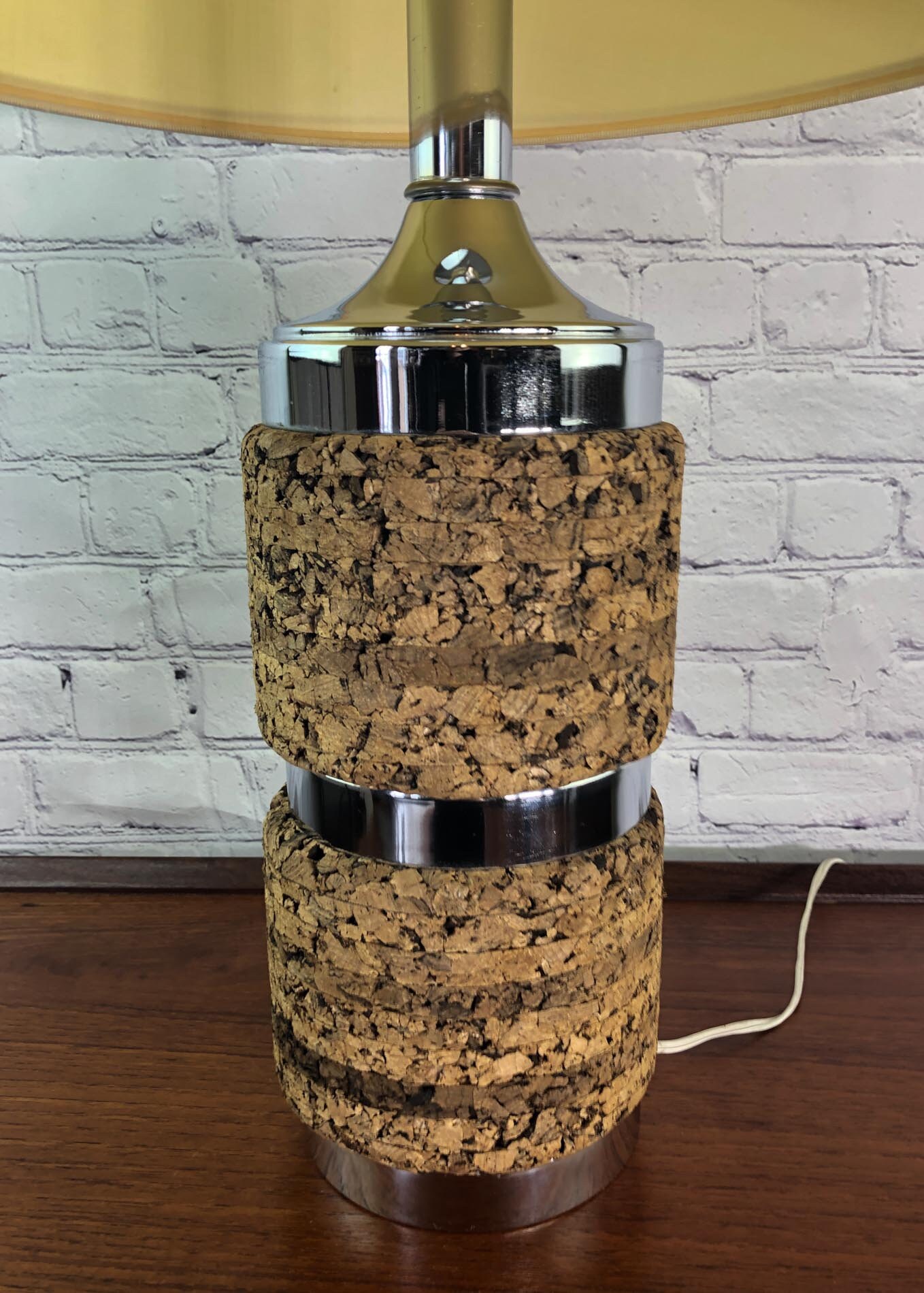 Mid Century Table Lamp Chrome and Cork Table Lamp Eames Era Table Lamp