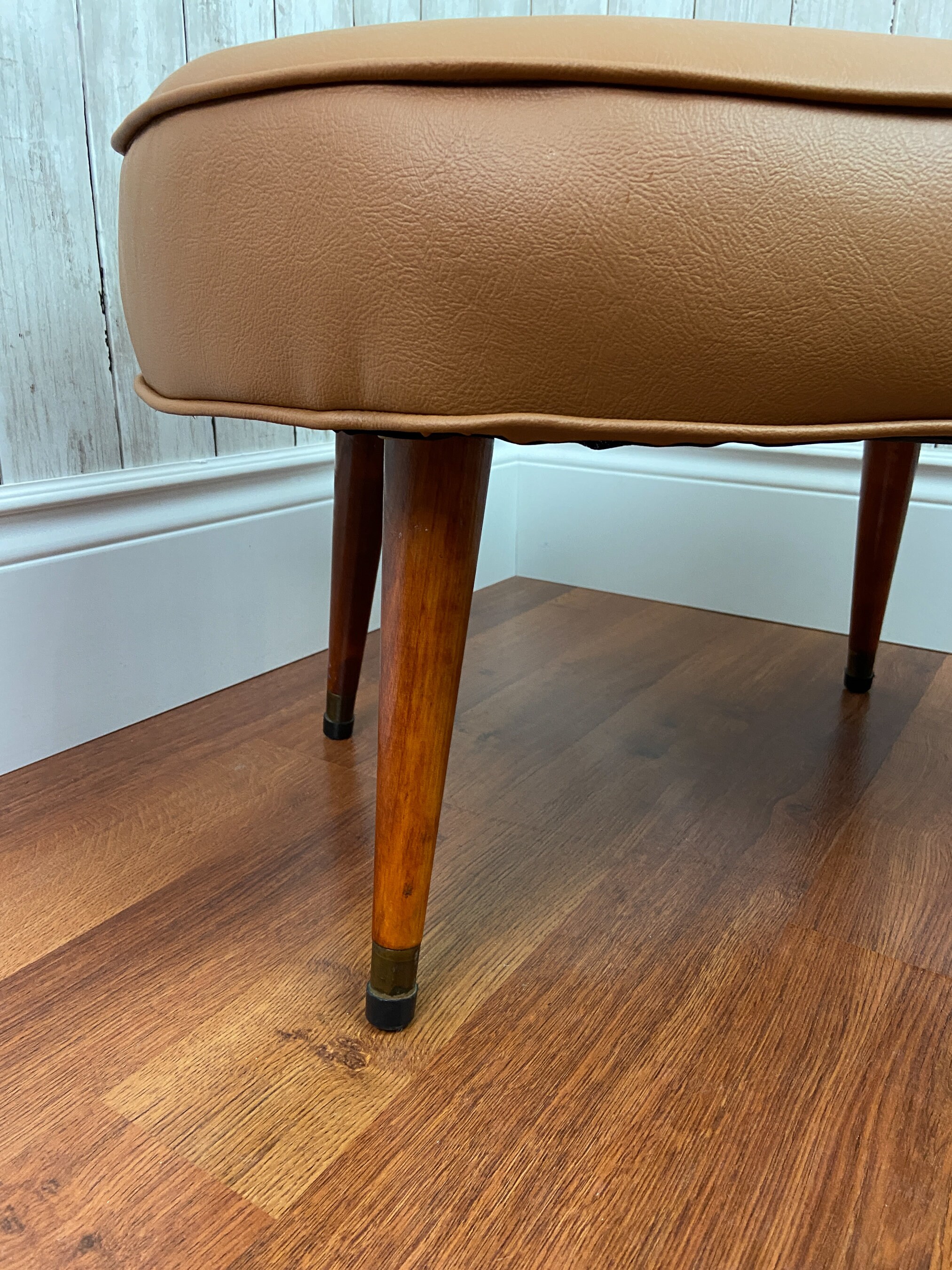 Vinyl Footstool Kidney Shaped Footstool Vintage Vinyl Footstool Mid