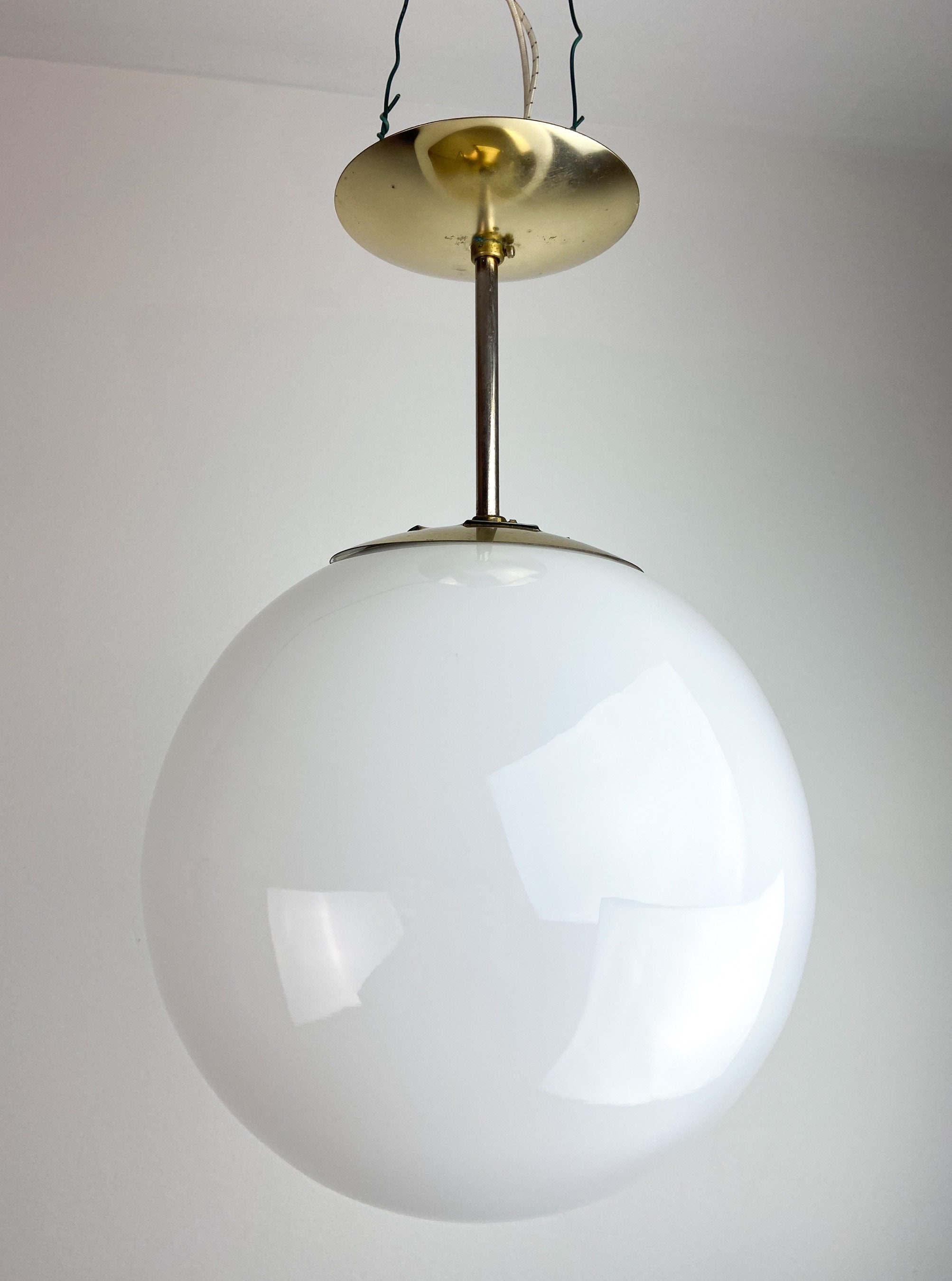 Mid Century Light Fixture. MCM Post Modern Ceiling Pendant Globe Light