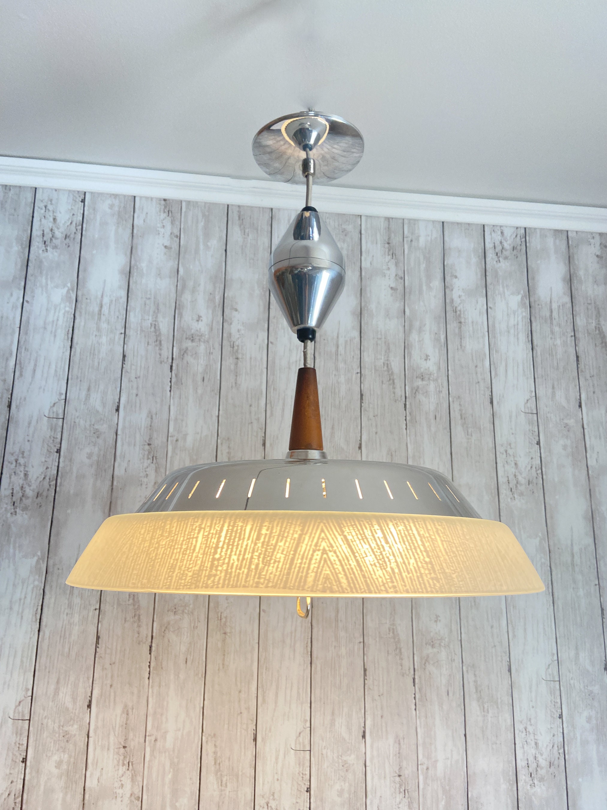 Pull Down Light Fixture Flying Saucer Ceiling Light Vintage Retractable