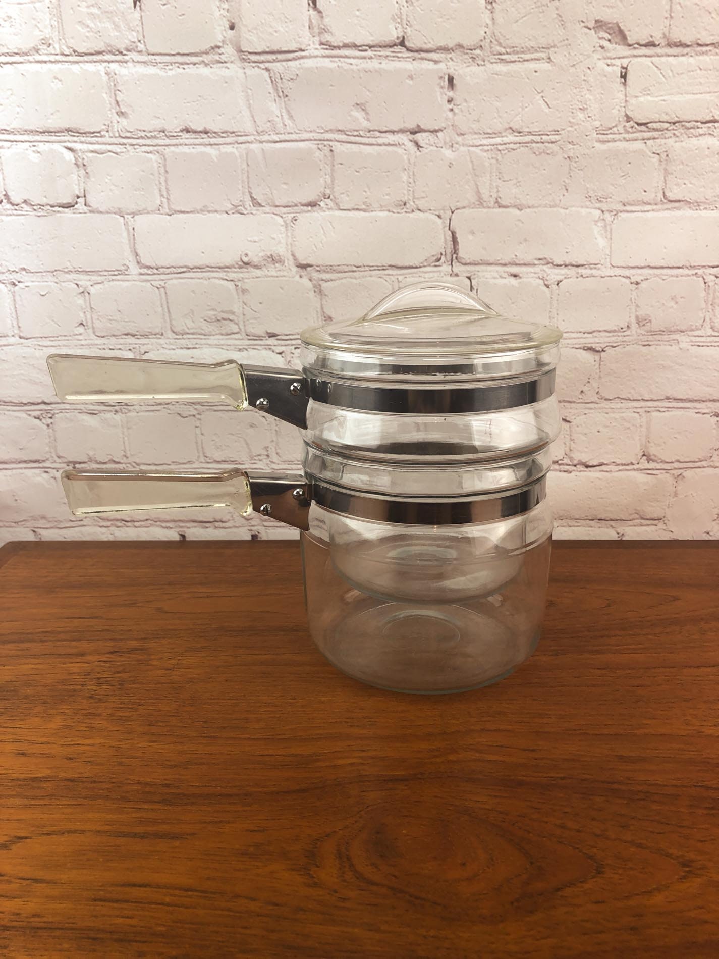 Pyrex Double Boiler, Flameware Double Boiler, Vintage Pyrex Boiler