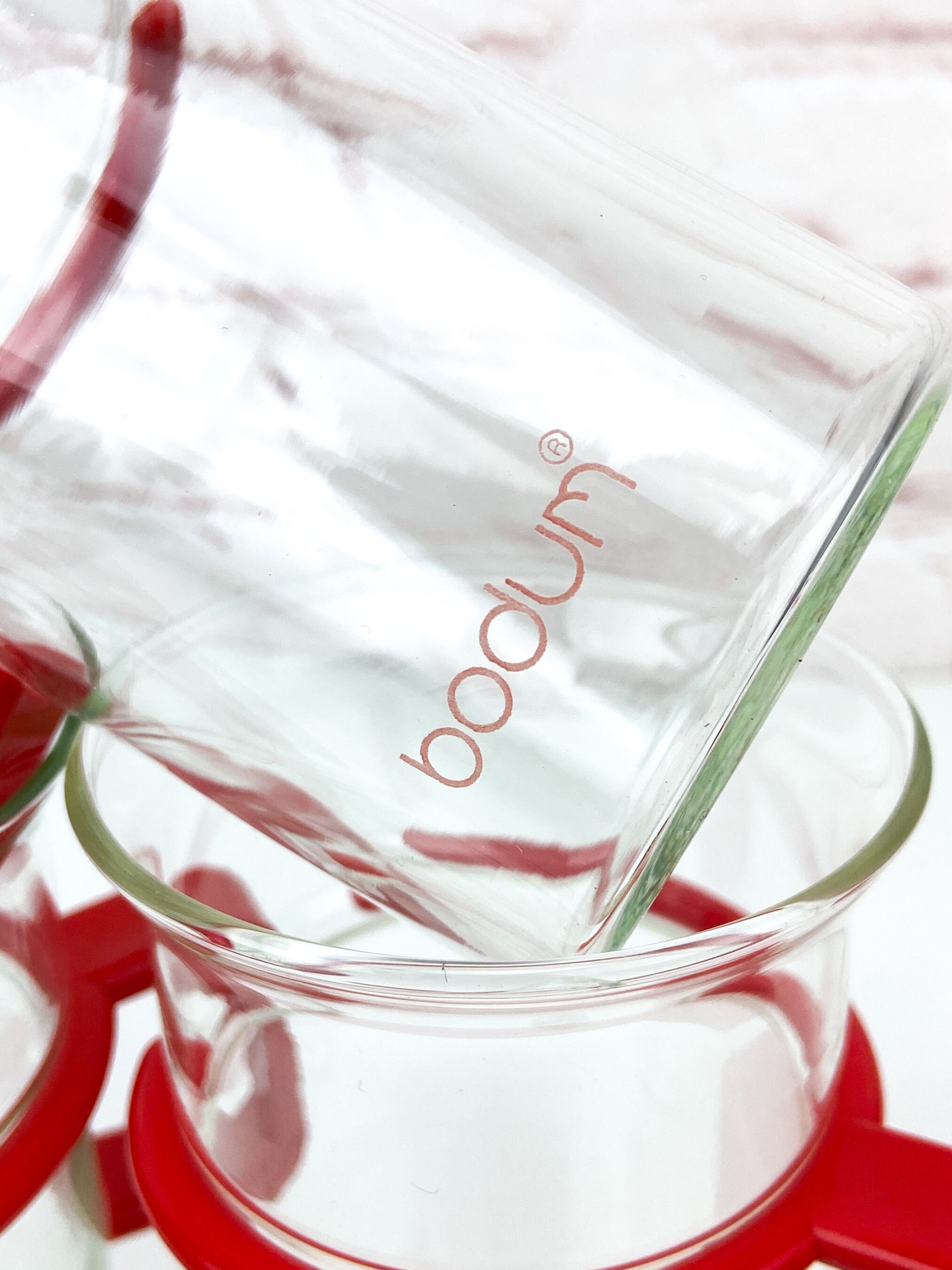 Bodum Glasses, Red Base Bodum Glasses, Picard's Tea Cup, Bodum Denmark