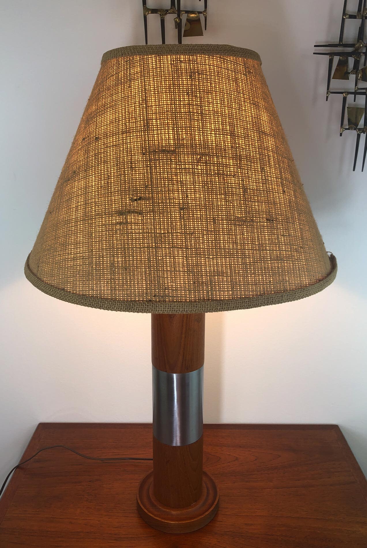 Mid Century Table Lamp, Teak Table Lamp, Solid Teak Table Lamp, Teak