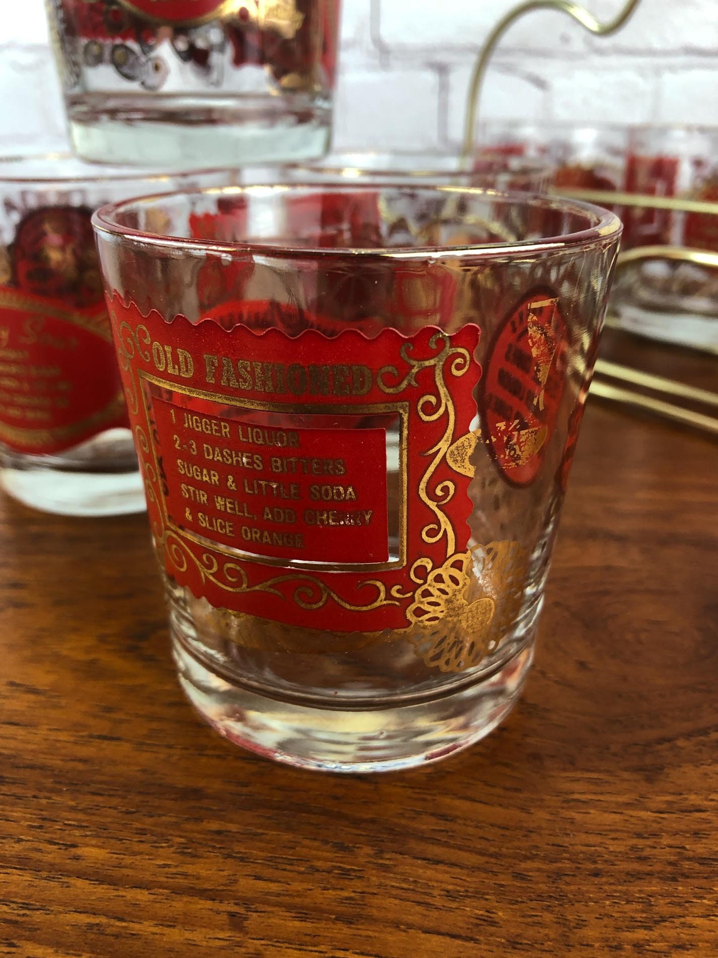 Whisky Sour Glasses, Mid Century Drink Caddy, Vintage (8) Mid