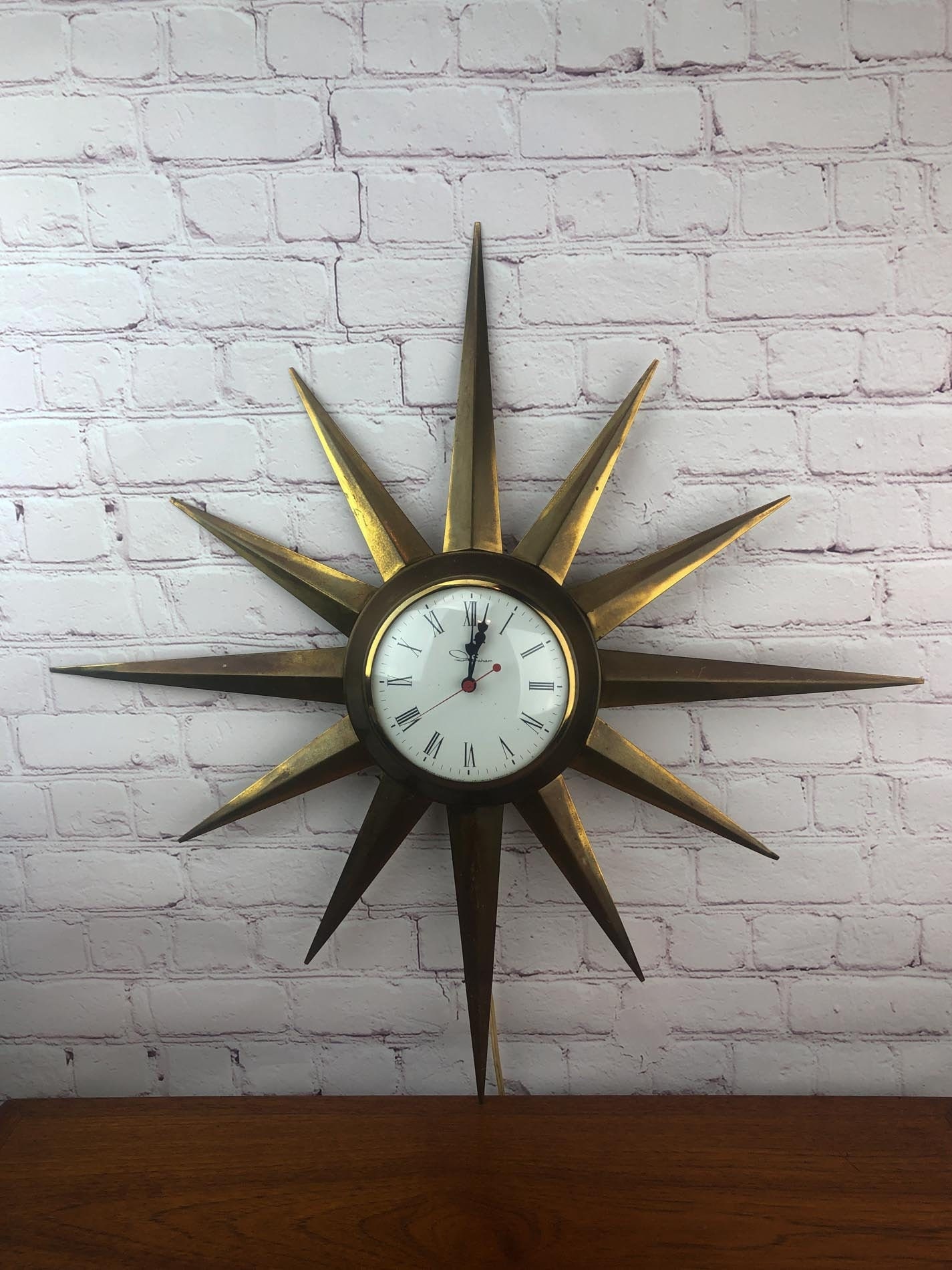 Starburst Clock, Starburst Wall Clock, Ingram Starburst Clock, Brass ...