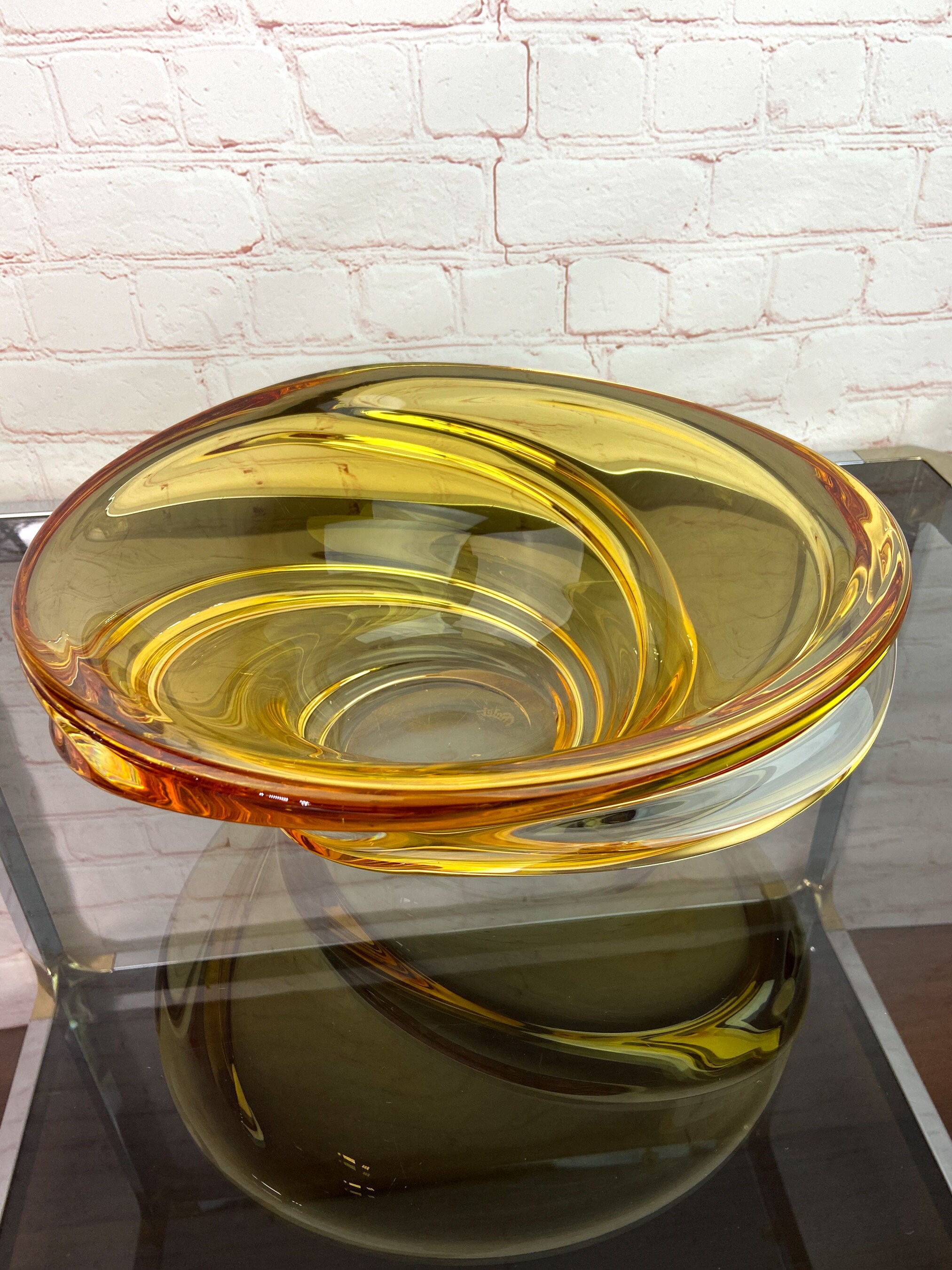 Chalet Glass, Chalet Large Glass Bowl, Art Glass, Canadian Art Glass