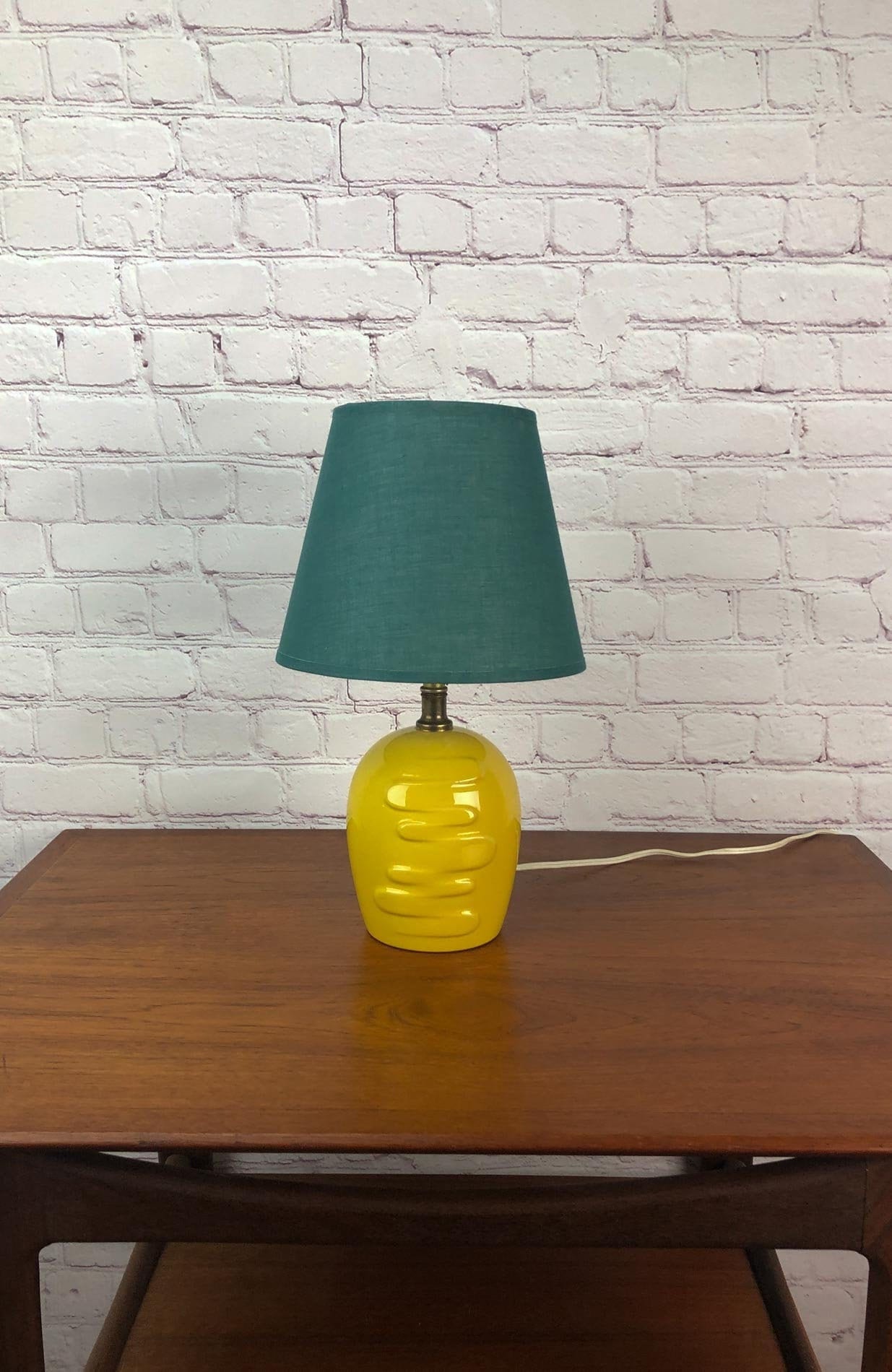 Abstract Yellow Table Lamp, Yellow Ceramic Table Lamp, Abstract Ceramic