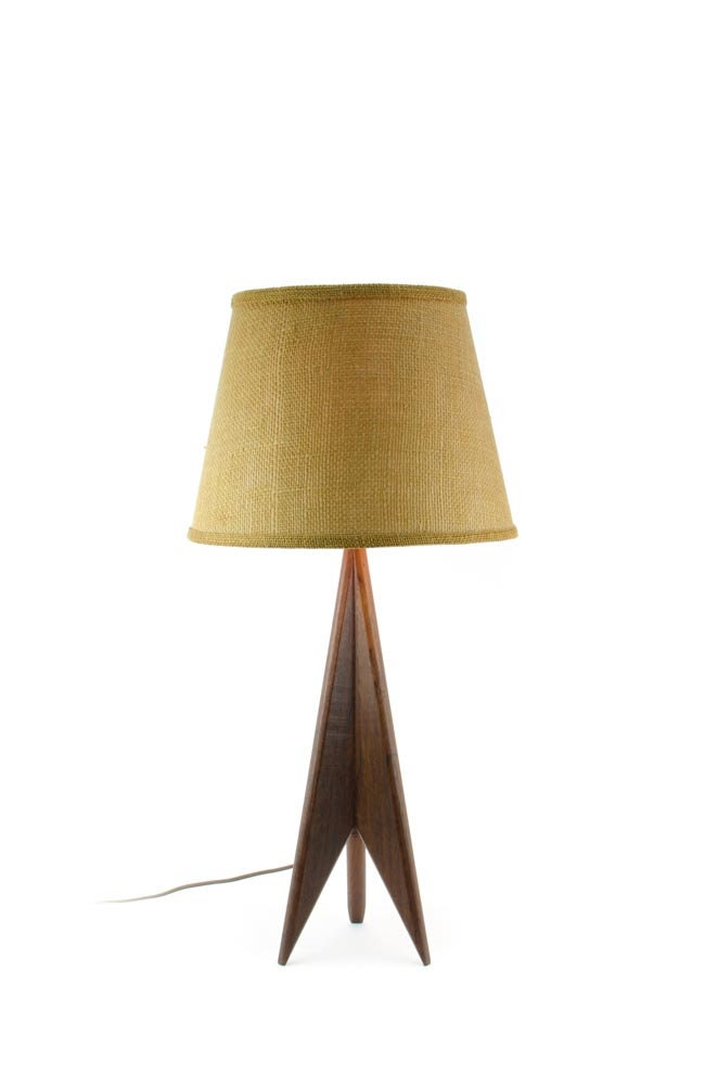 Danish Teak Tripod Table Lamp, Danish Lamp, Atomic Lamp, Rocket Lamp