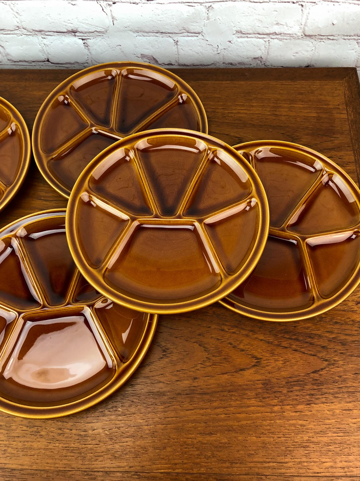 Gien Fondue Plates(SIX), Fondue Plates by Gien, Made in France, Vintage