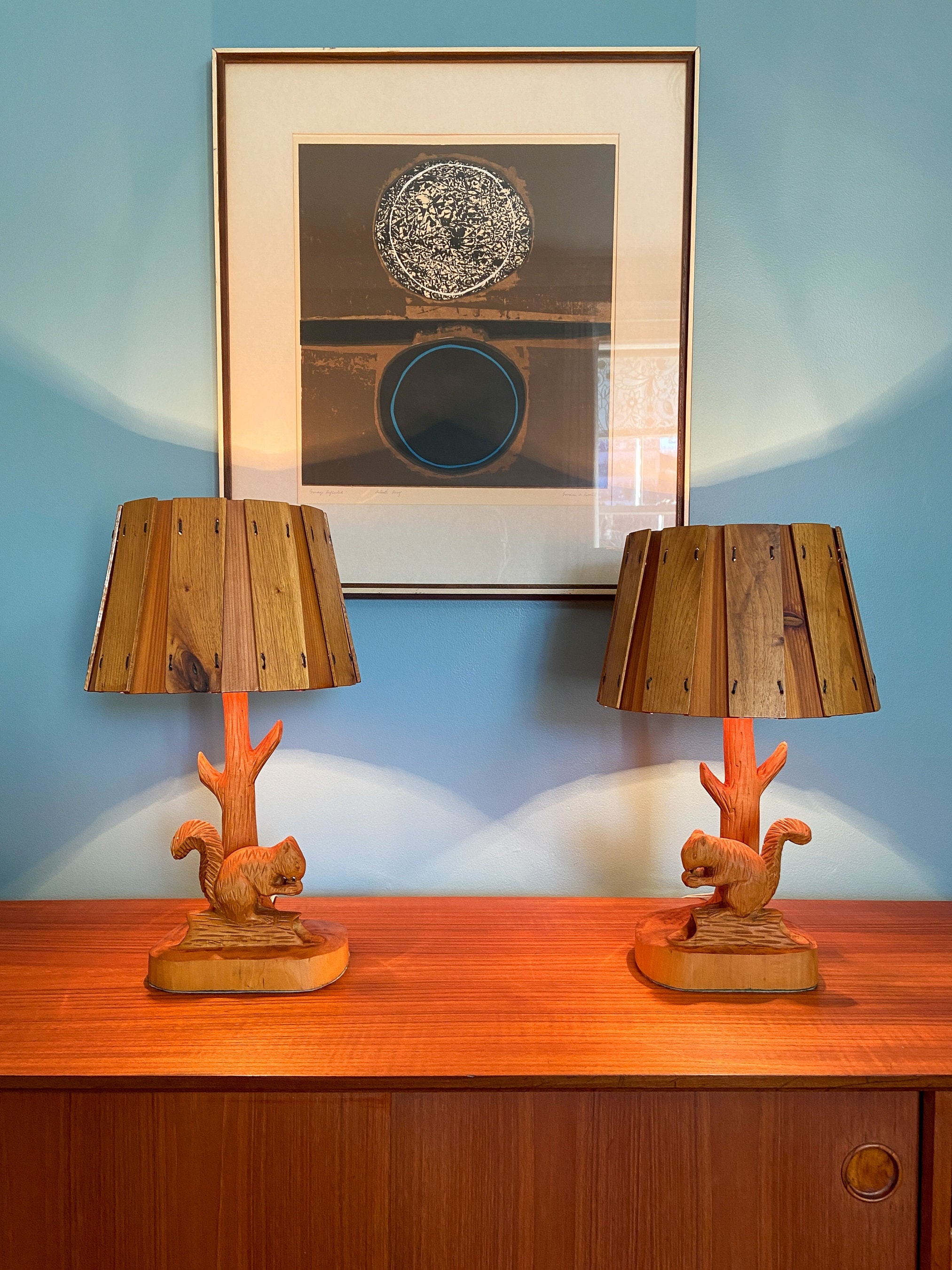 Rustic Folk Art Lamps Artisan Lamps St. Armand Lamps Hand Carved Wood Lamps Folk Art Carving